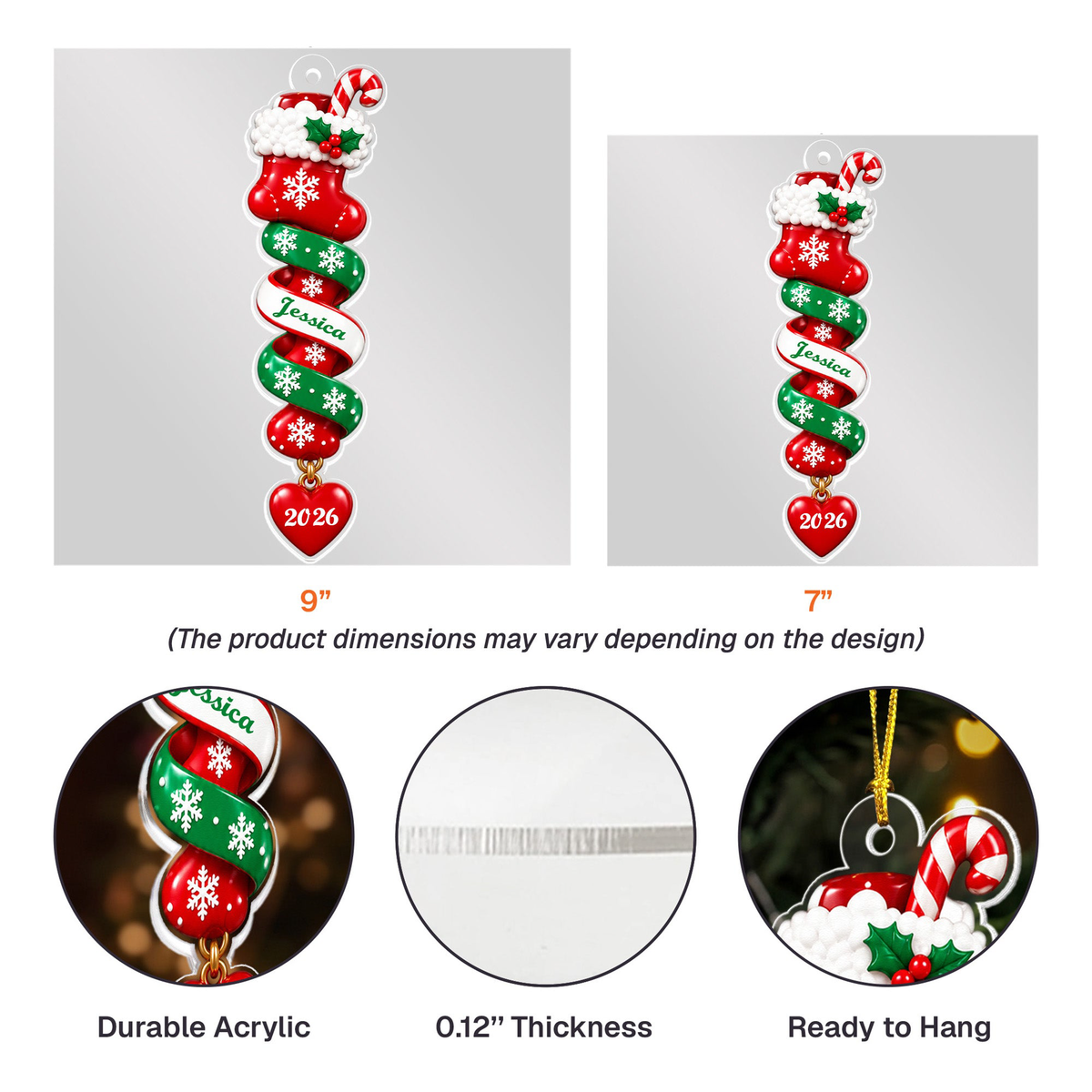 Custom Name Spiral Ornament Christmas, Ornament Gifts For Kids - Personalized Ornament