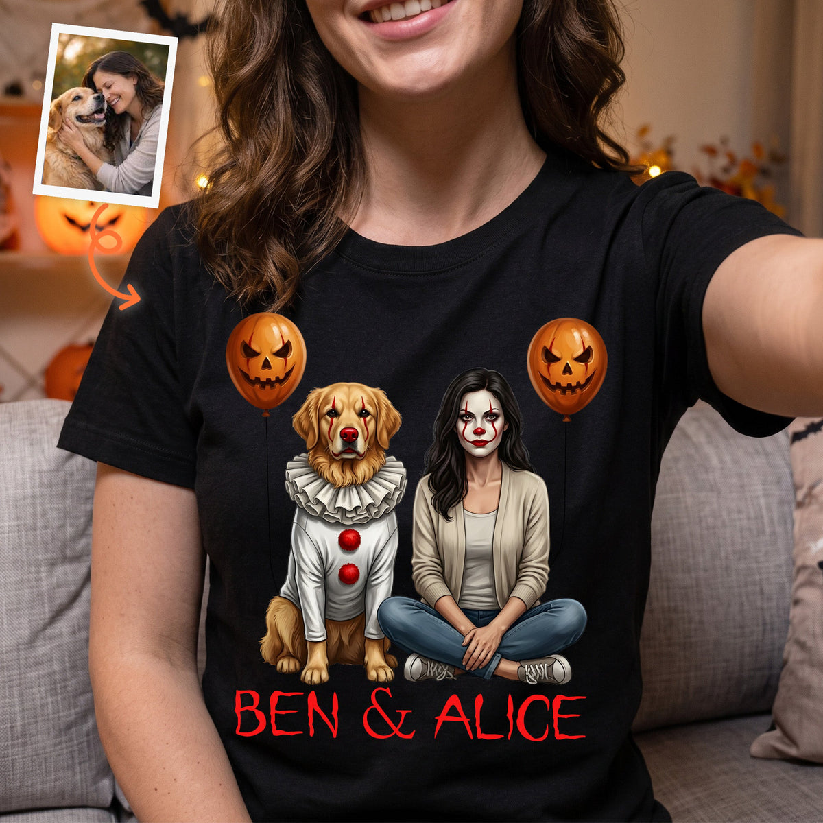 Custom Pet Photo Creepy Clown - Personalized Shirt
