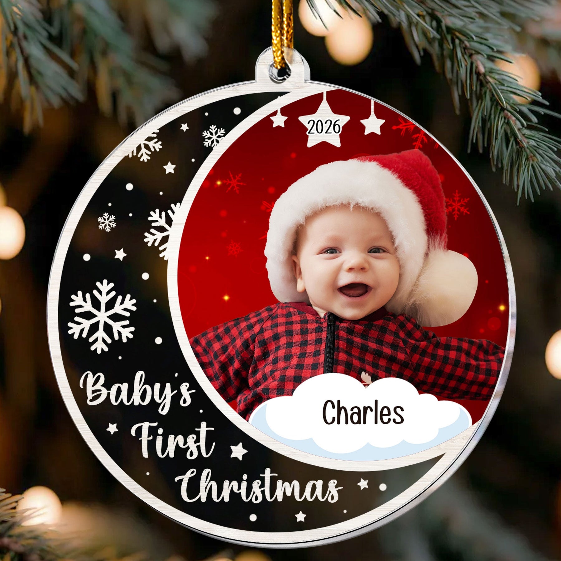 Custom Photo Baby's First Christmas - Personalized Acrylic Photo Ornament