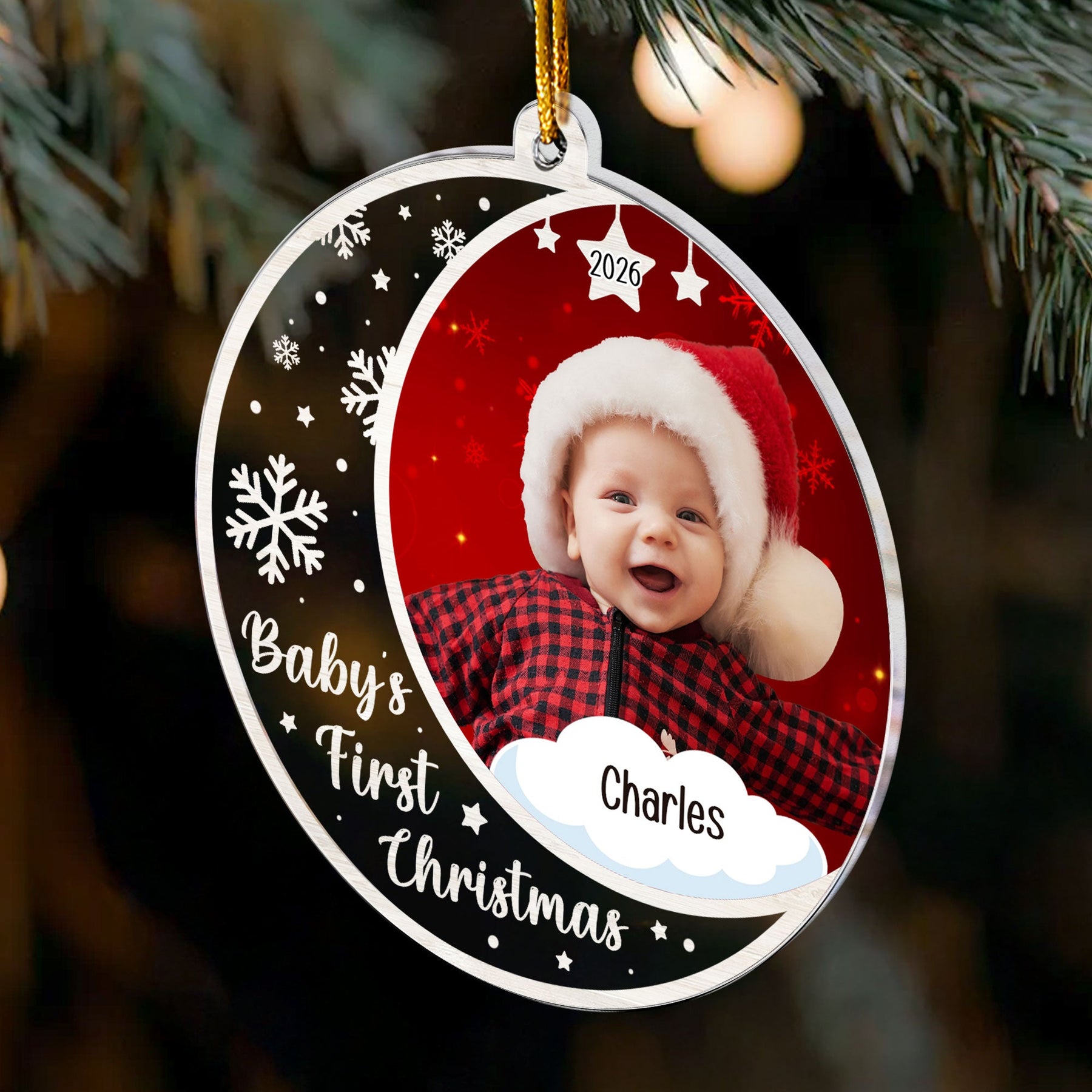 Custom Photo Baby's First Christmas - Personalized Acrylic Photo Ornament