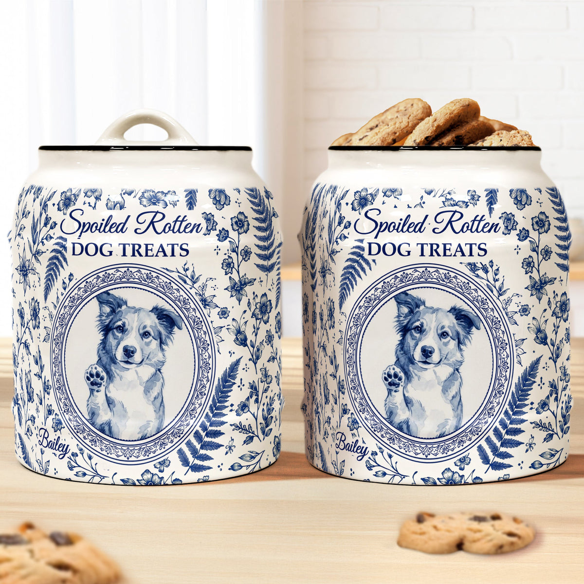 Custom Photo Spoiled Rotten Dog Treats - Personalized Cookie Jar