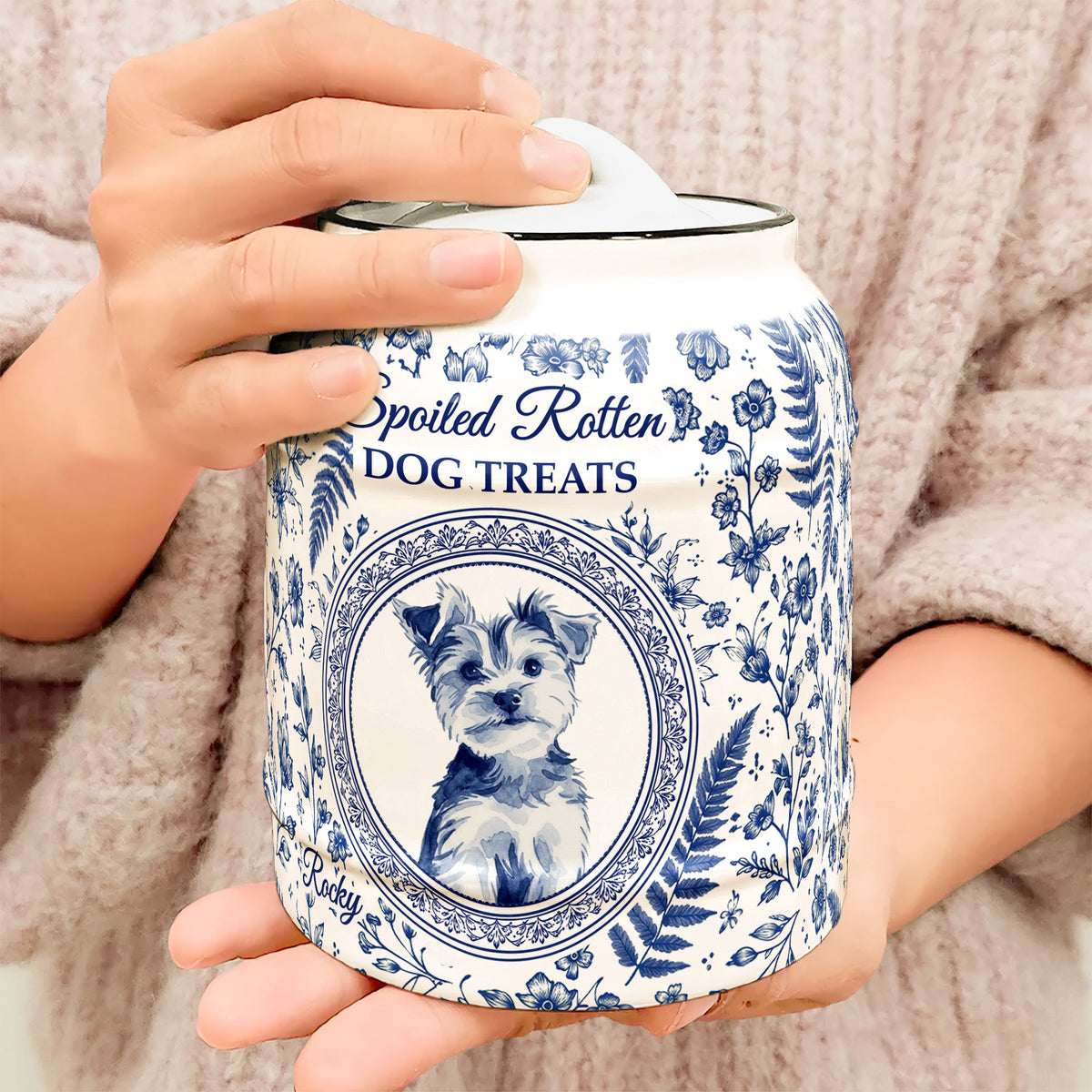 Custom Photo Spoiled Rotten Dog Treats - Personalized Cookie Jar