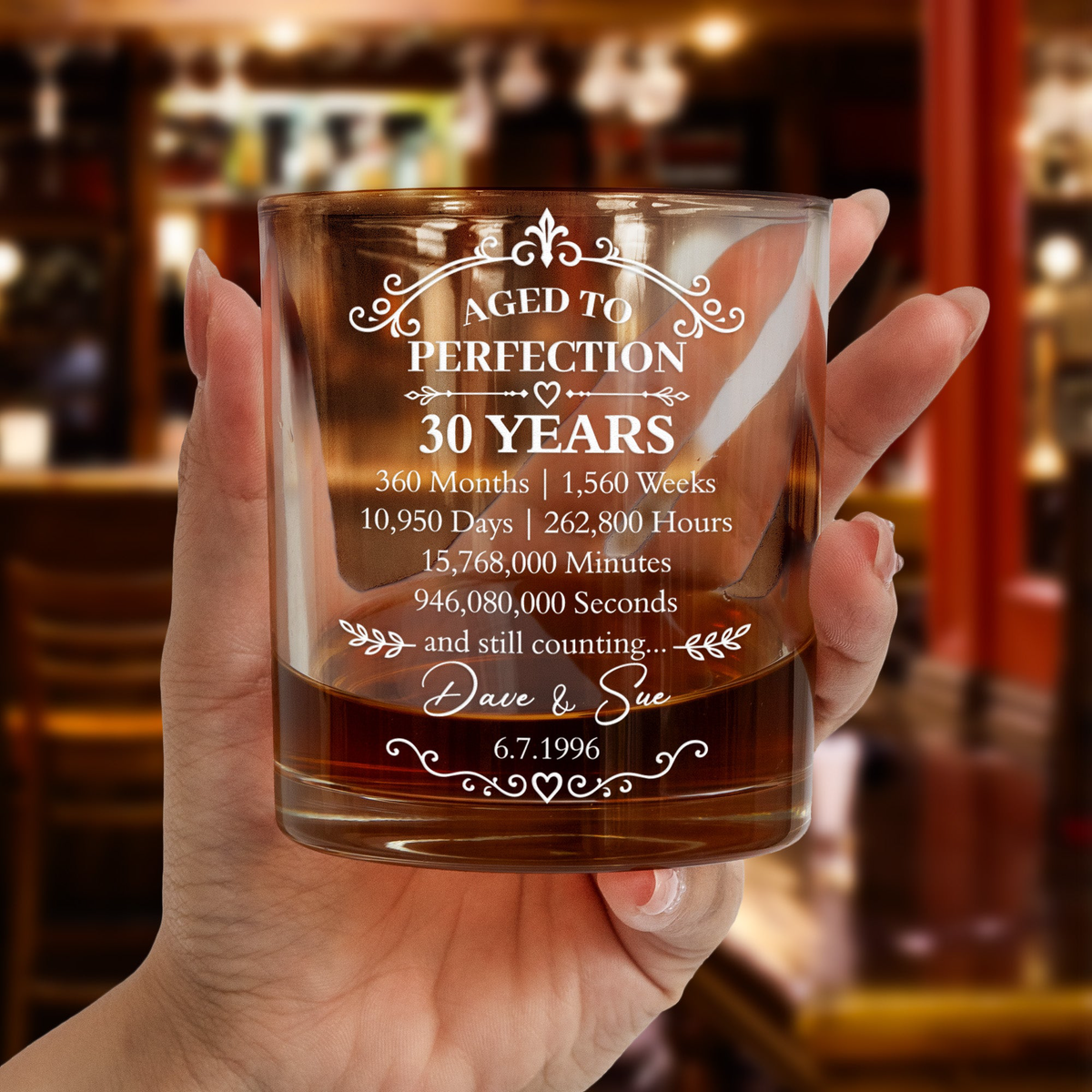 Custom Anniversary Counting Time, Custom Year For Couples, Him, Her, Parents - Personalized Whiskey Glass