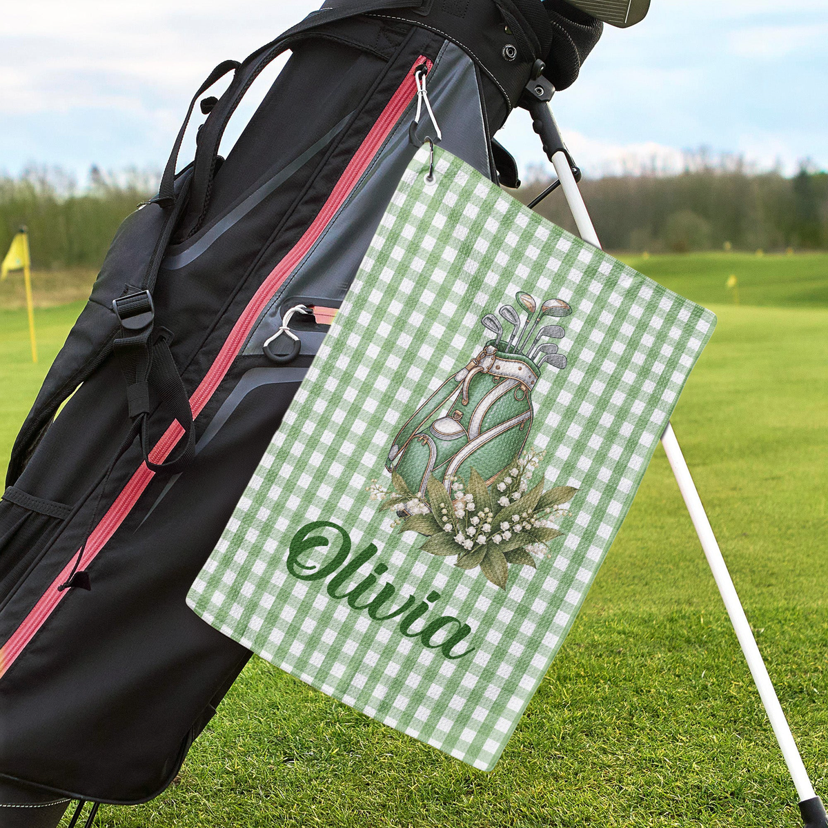 Custom Birth Flower & Name Gift For Golf Girls, Golf Lovers - Personalized Golf Towel