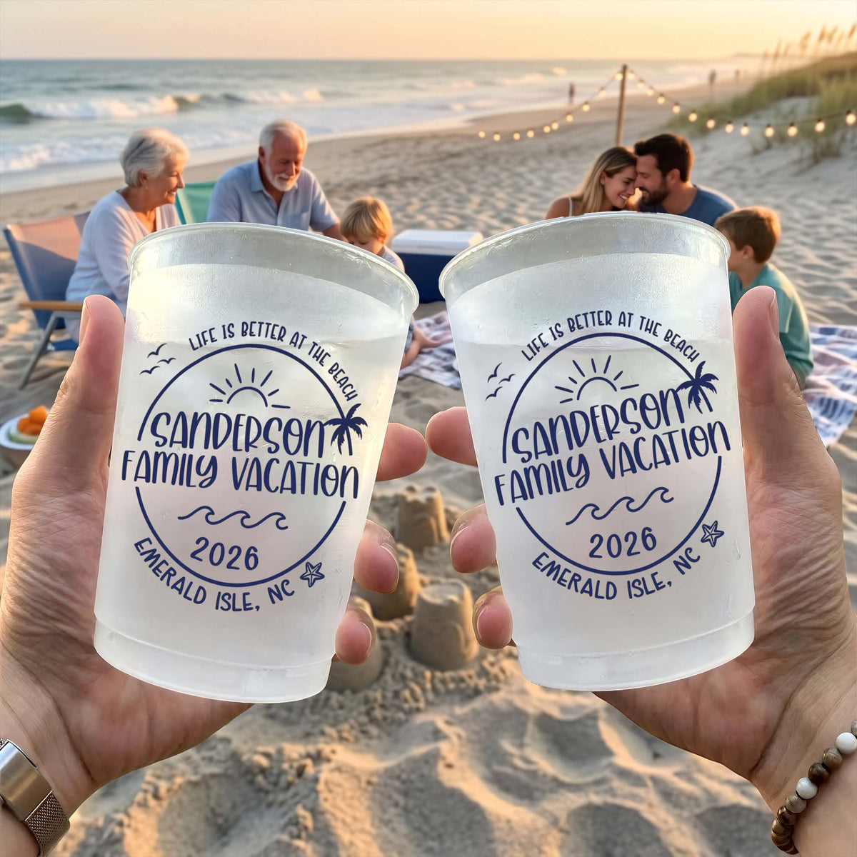Custom Family Beach Vacation Cups, Life Is Better At The Beach - Personalized Cups