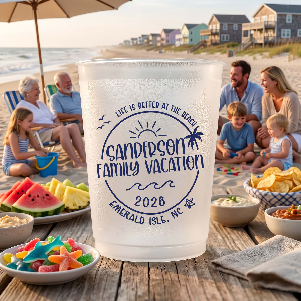 Custom Family Beach Vacation Cups, Life Is Better At The Beach - Personalized Cups
