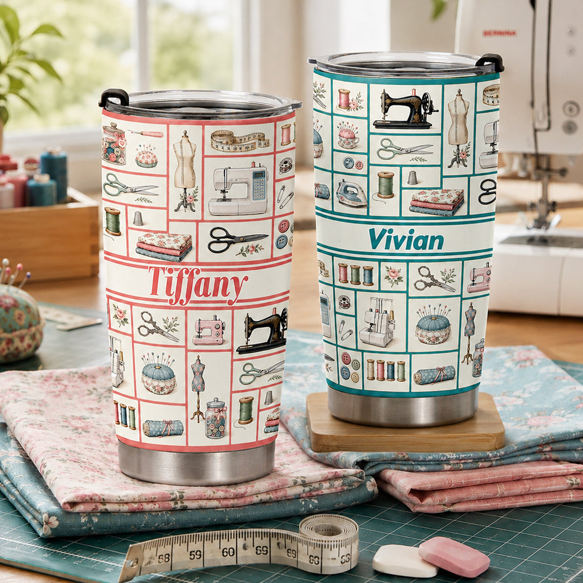 Custom Monogram, Name Gift For Sewing Lover, Tailors - Personalized Tumbler