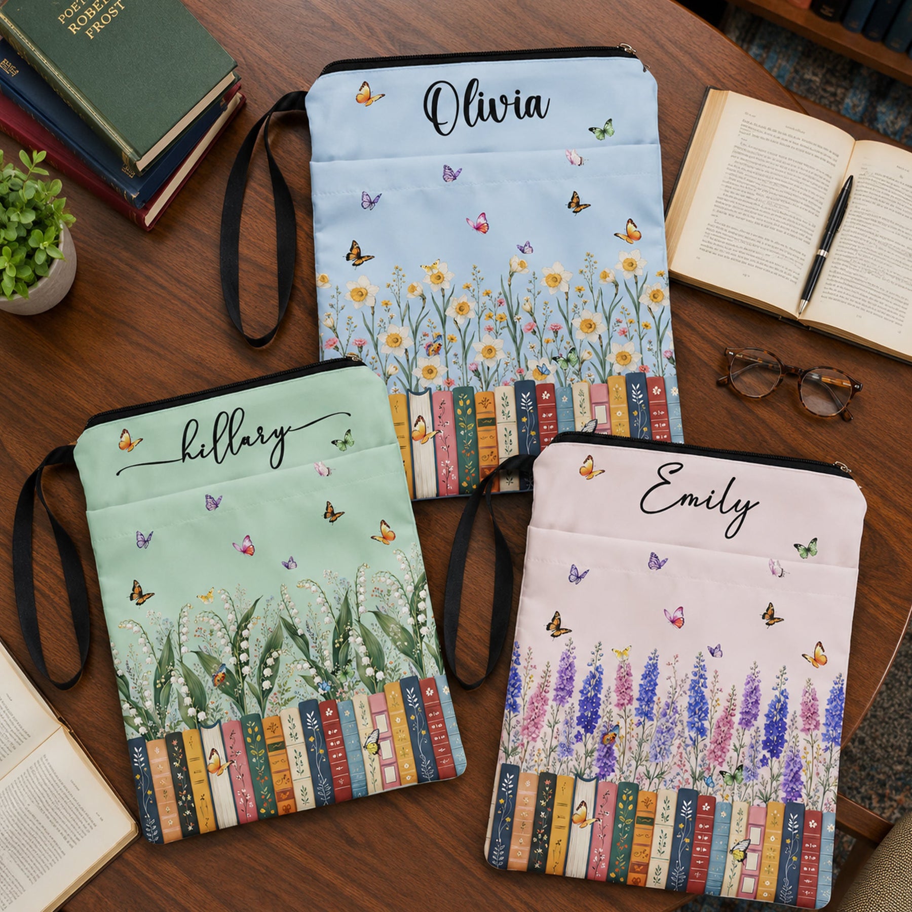 Custom Name & Birthflower For Book Lovers, Book Clubs - Personalized Book Sleeve