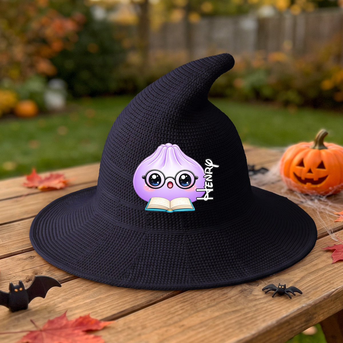 Custom Name Cute Dumplings, Gift For Trick Or Treaters - Personalized Witch Hat