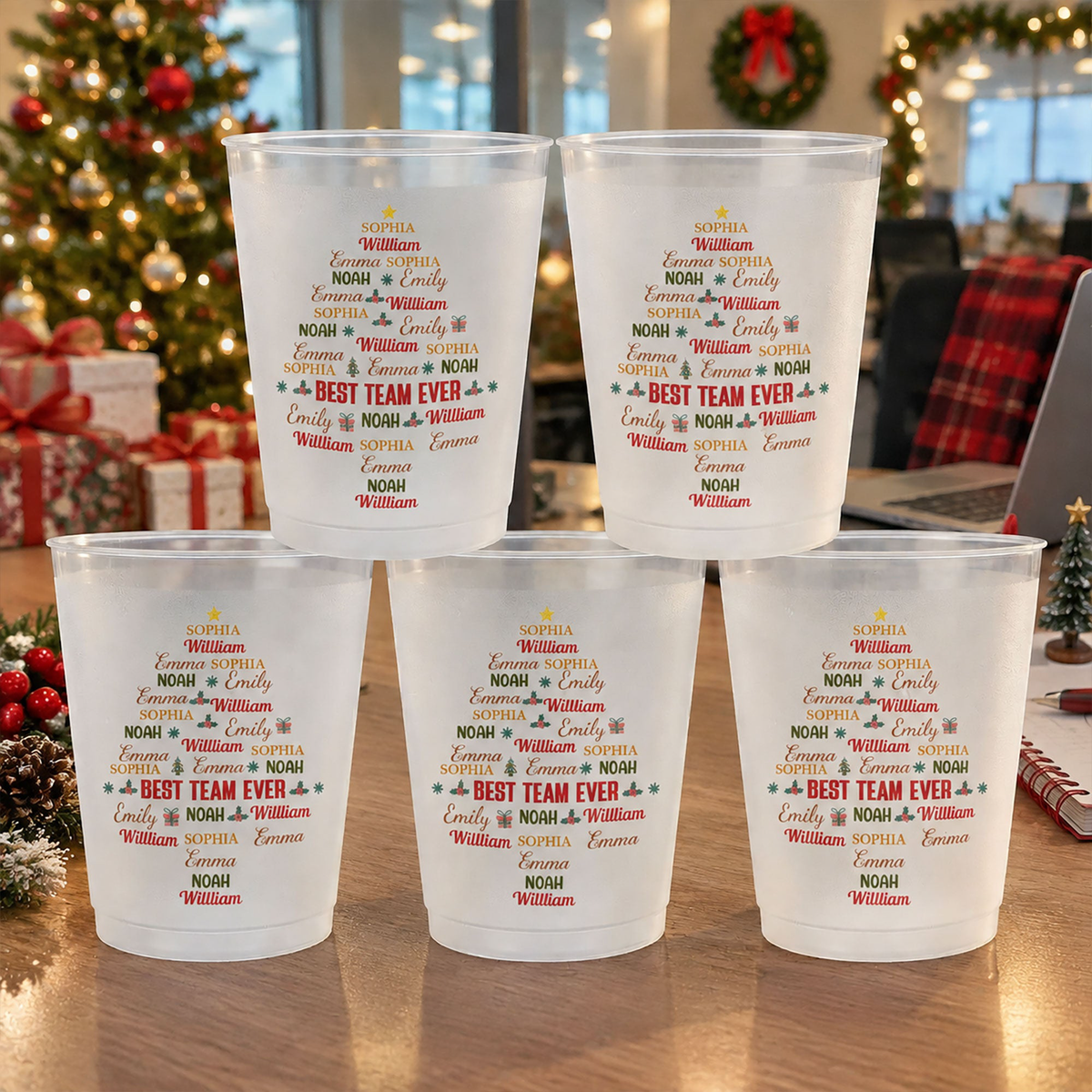 Custom Name For Christmas Office Year End Party, White Elephant Party - Personalized Cups