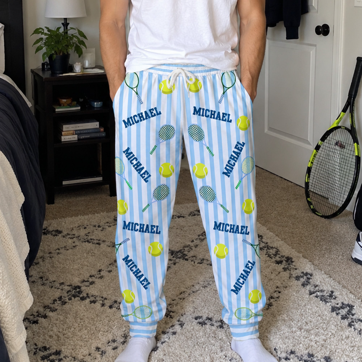 Custom Name Gift For Him, Tennis Lovers, Tennis Player - Personalized Lounge Pants