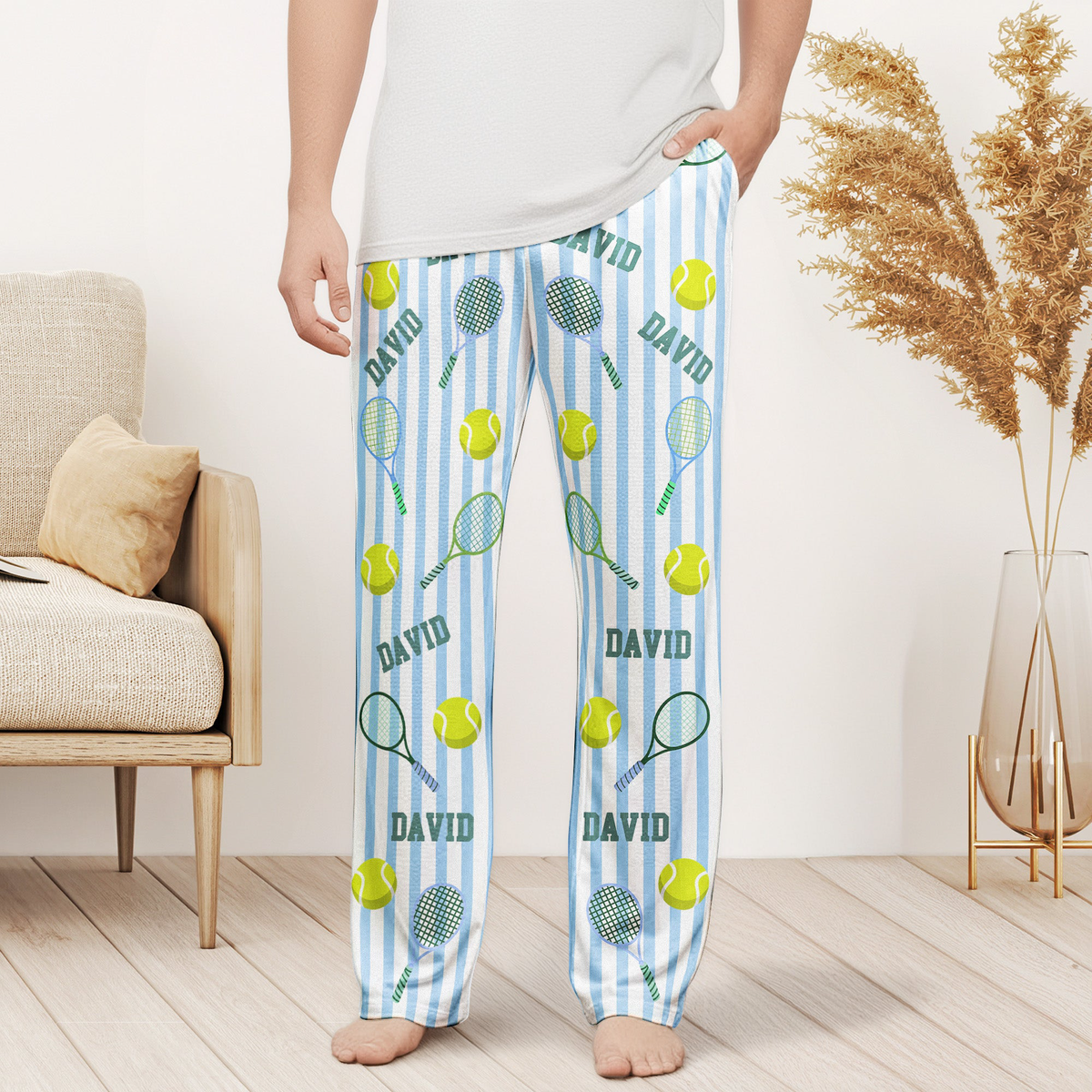 Custom Name Gift For Him, Tennis Lovers, Tennis Player - Personalized Lounge Pants