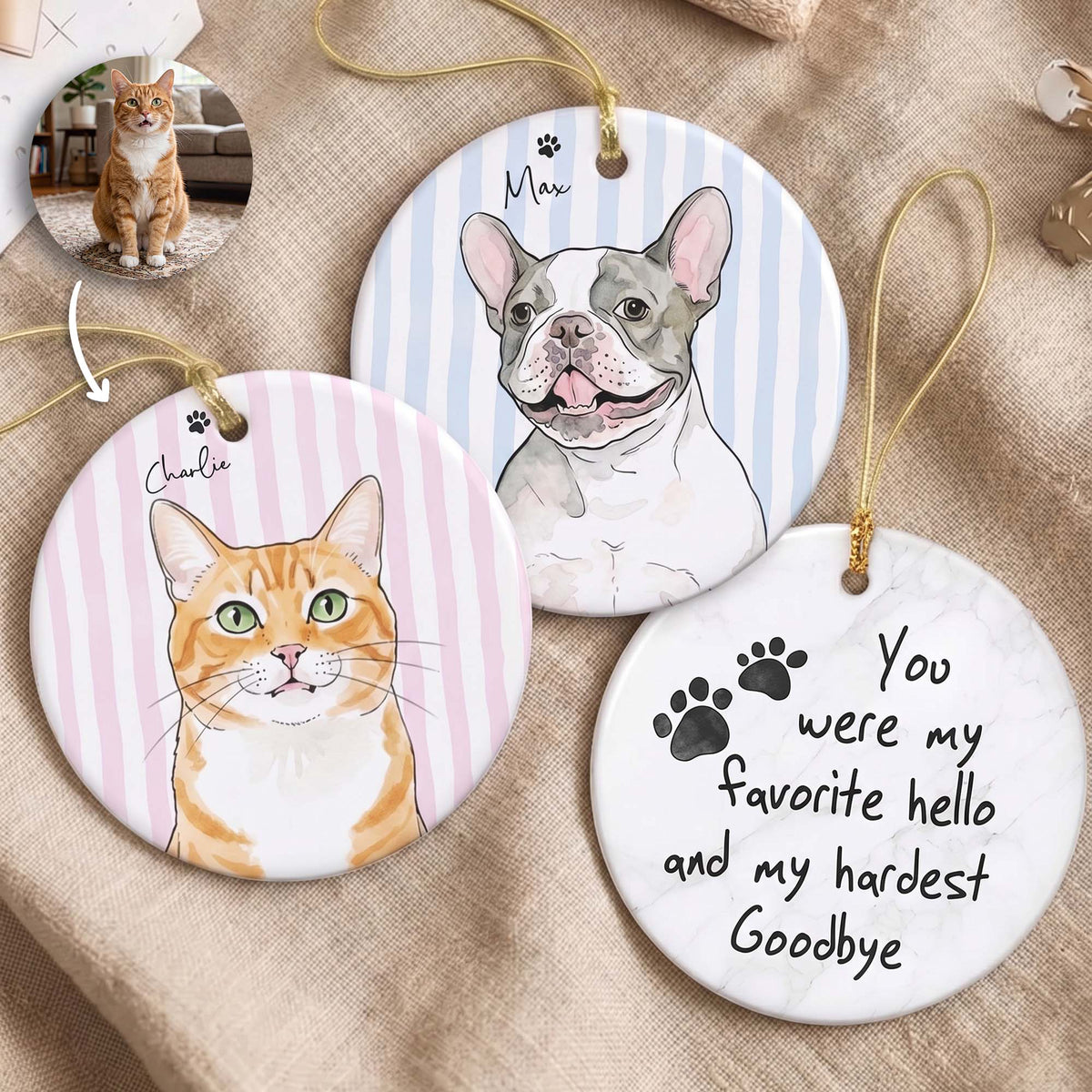 Custom Pet Watercolor Forever In My Heart Memorial Pet Loss Gifts - Personalized Ornament