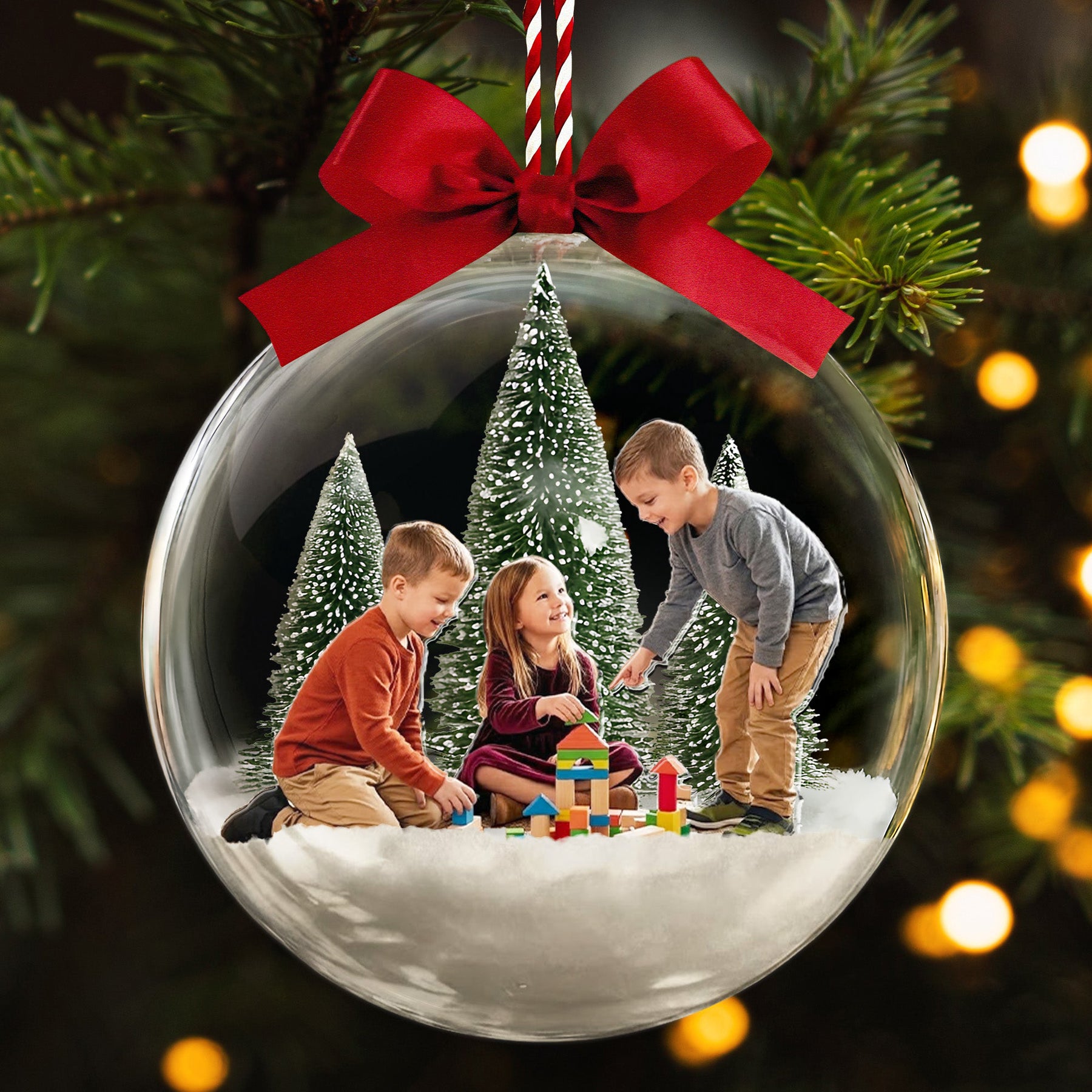 Custom Photo Grandkid Ornament, Kids Christmas Gift, Family Xmas Decor, Christmas Decoration - Personalized Ornament