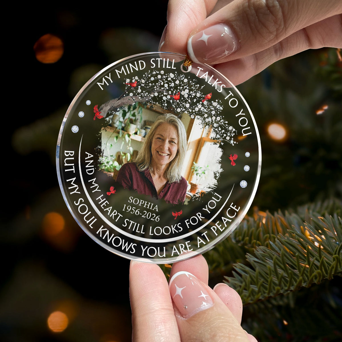 Custom Photo Memorial Christmas Ornament My Mind Still Talks To You - Personalized Ornament