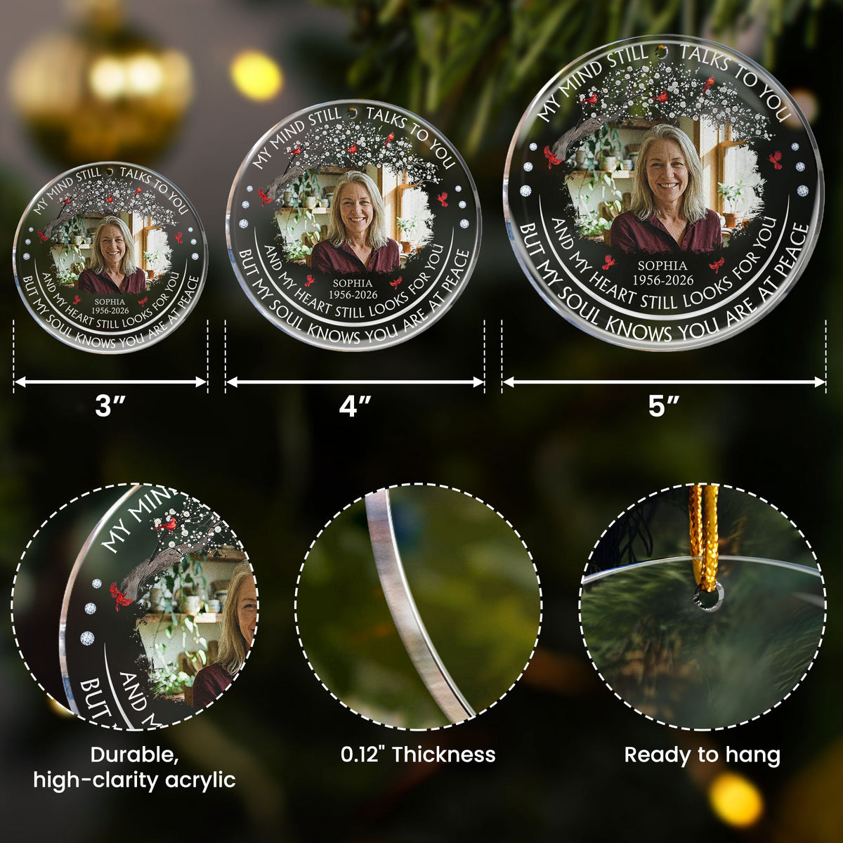 Custom Photo Memorial Christmas Ornament My Mind Still Talks To You - Personalized Ornament