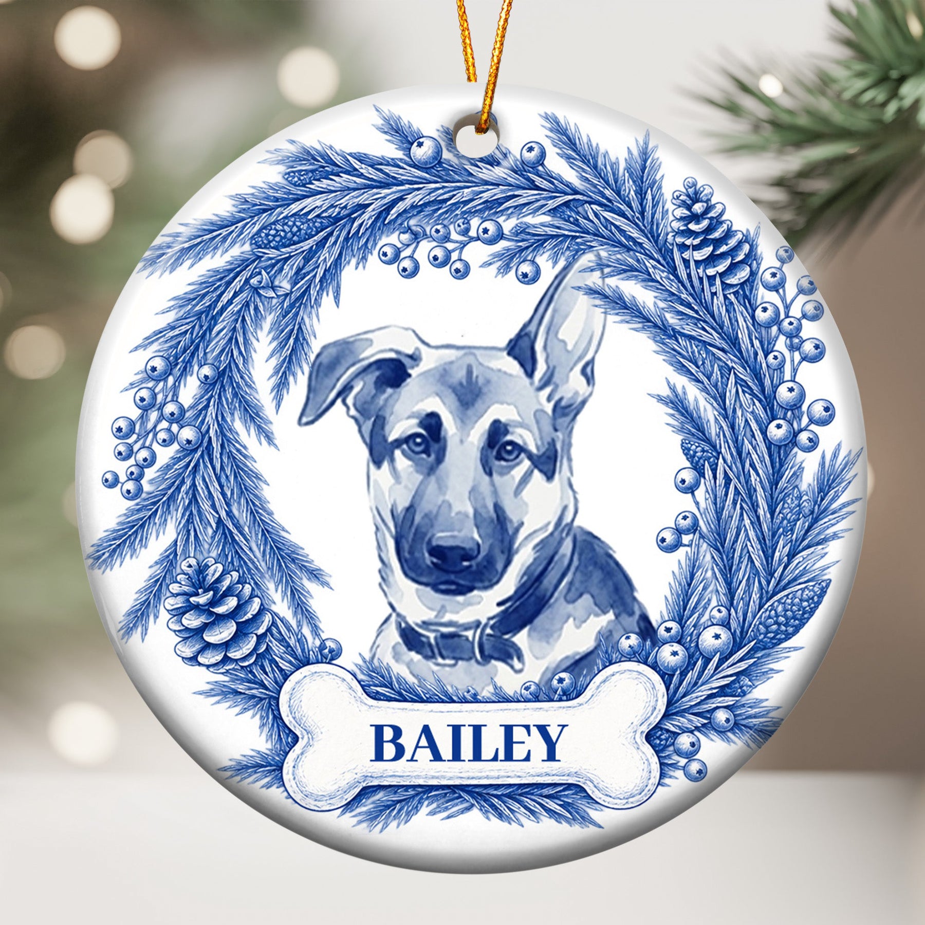 Custom Photo Pet Christmas Memorial, Dog Cat Christmas Photo, Pet Portrait Custom Name Gift - Personalized Ornament