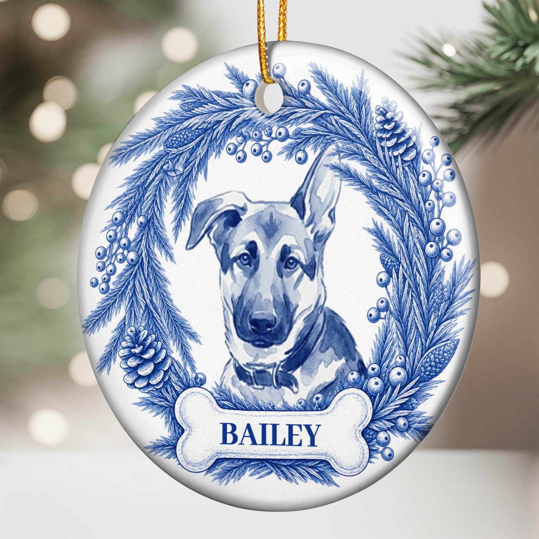 Custom Photo Pet Christmas Memorial, Dog Cat Christmas Photo, Pet Portrait Custom Name Gift - Personalized Ornament