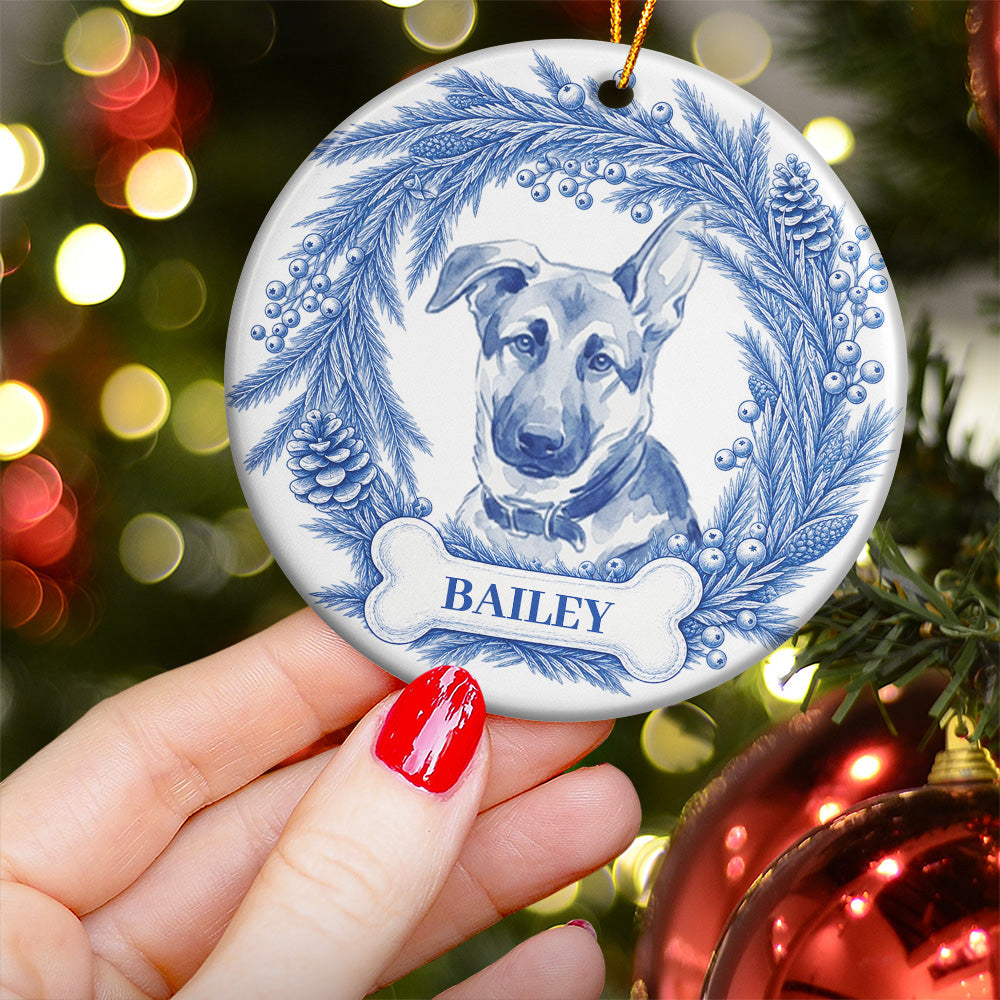 Custom Photo Pet Christmas Memorial, Dog Cat Christmas Photo, Pet Portrait Custom Name Gift - Personalized Ornament