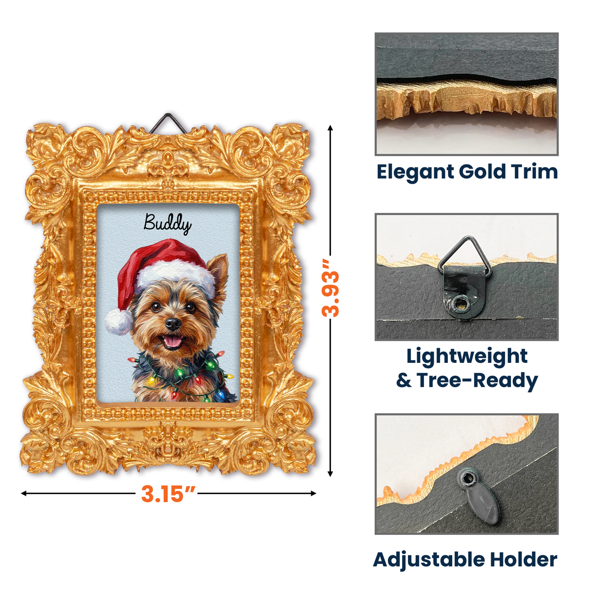 Custom Vintage Frame Pet Portrait Oil Painting Christmas Pet - Personalized Ornament