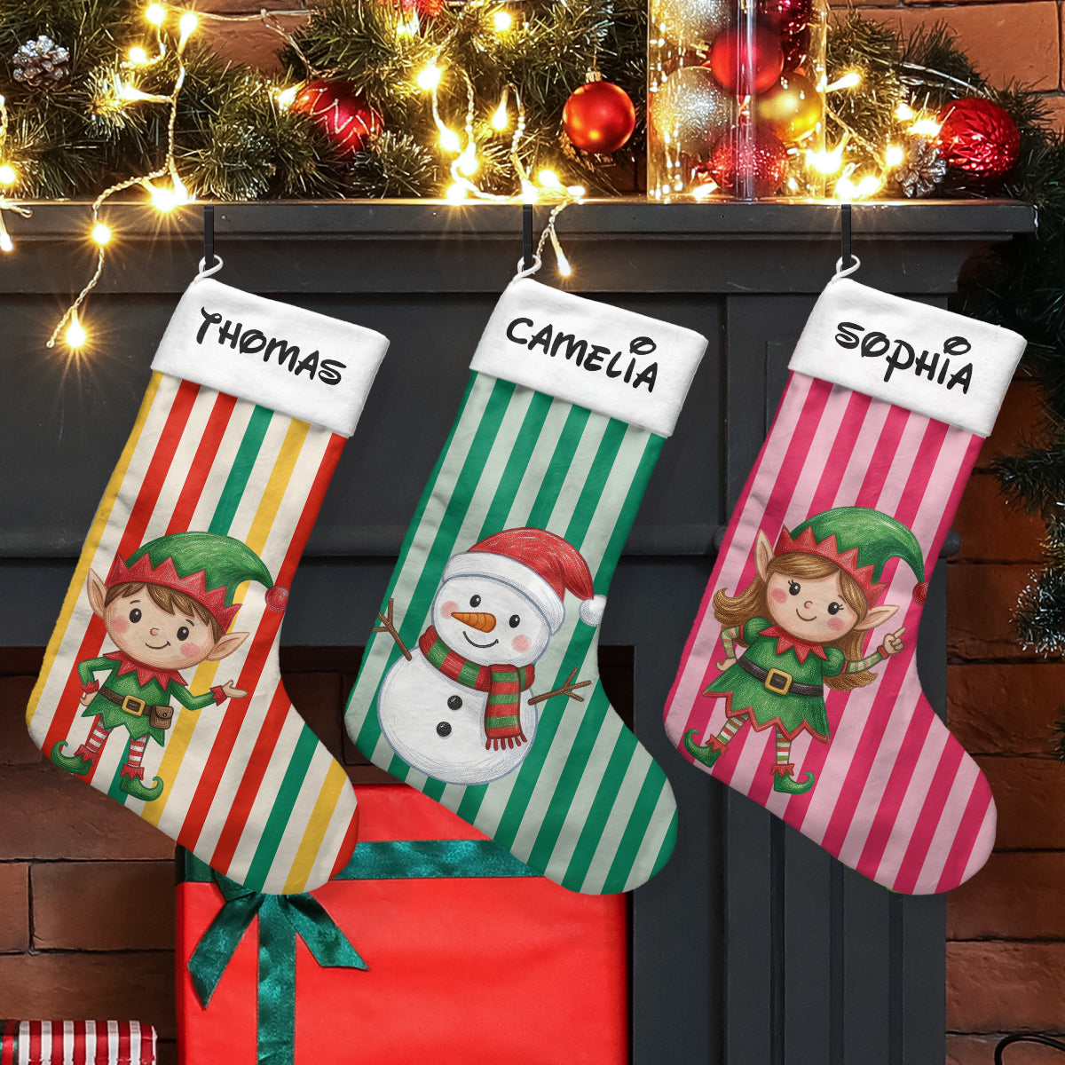 Cute Character Custom Name Christmas - Personalized Stocking
