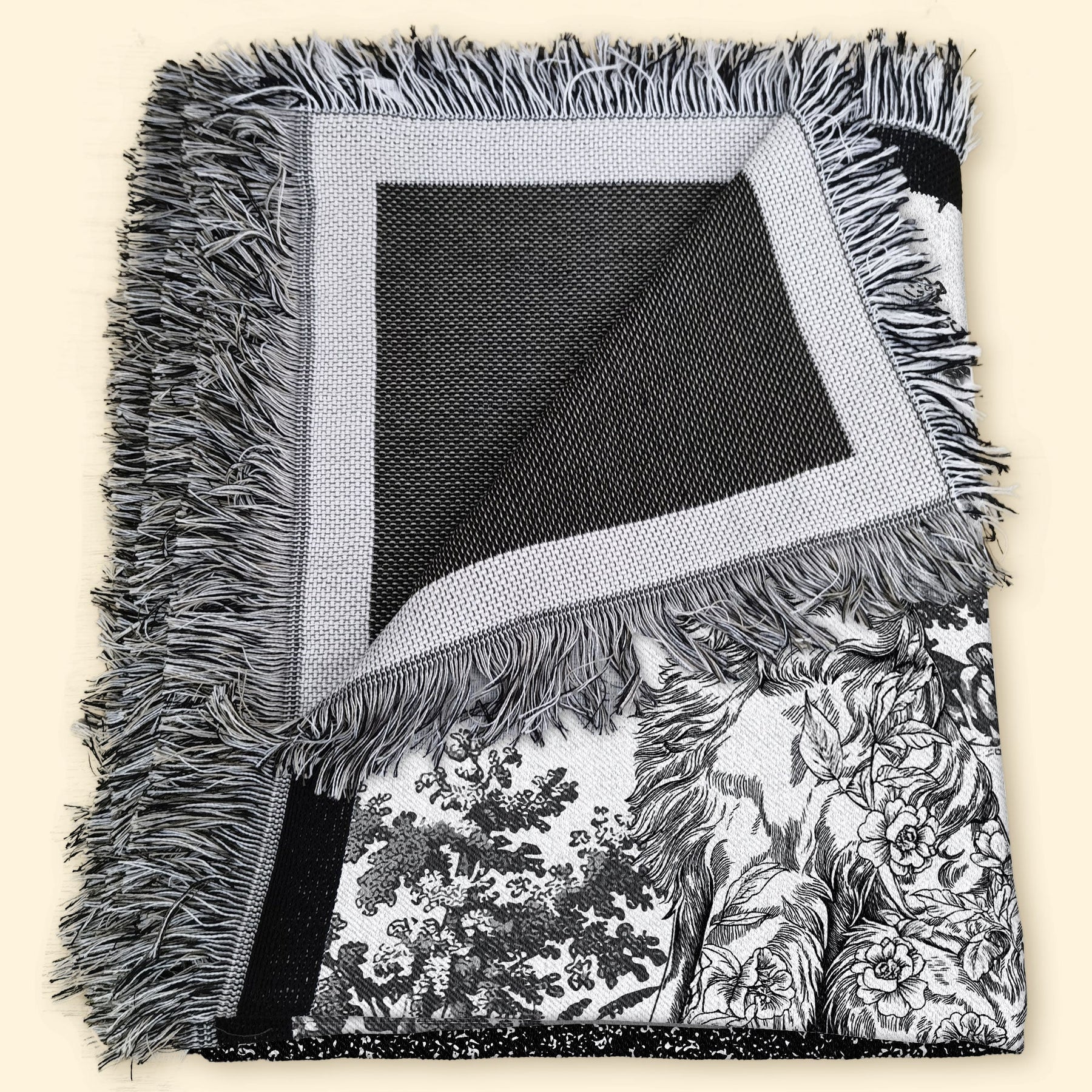 Dog Lover Custom Gift Toile De Jouy French Chinoiserie - Personalized Woven Blanket