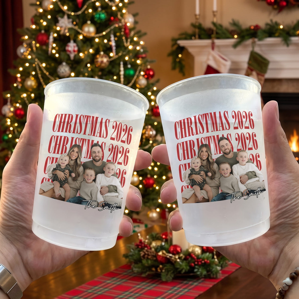 Family Christmas Custom Photo - Personalized Cups