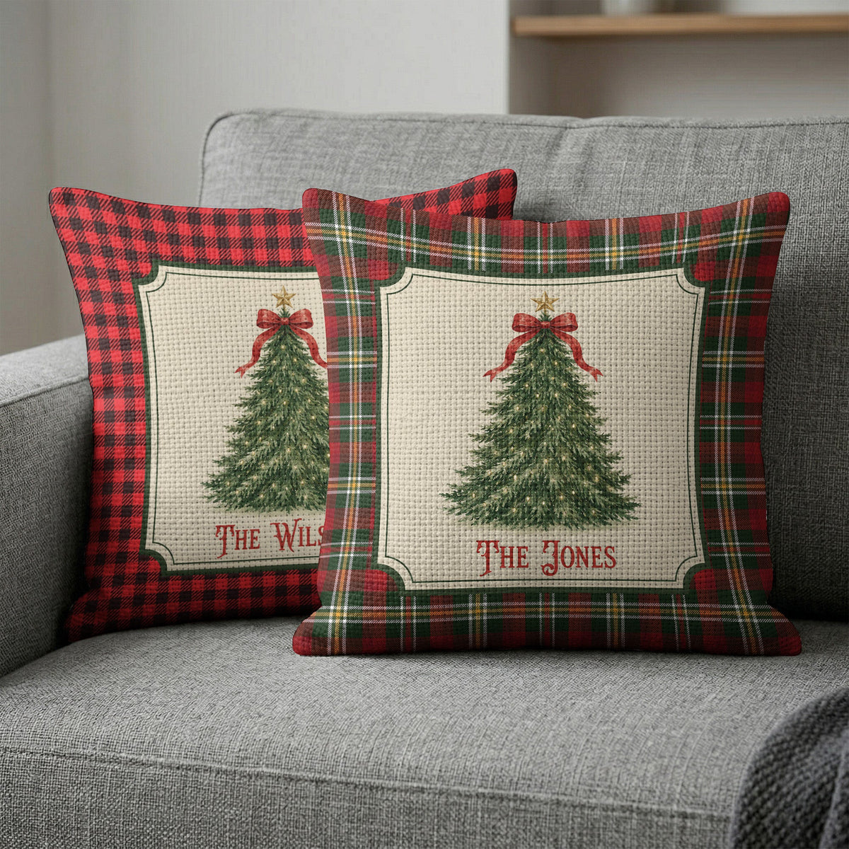 Family Christmas Decoration - Personalized Pillow Cover
