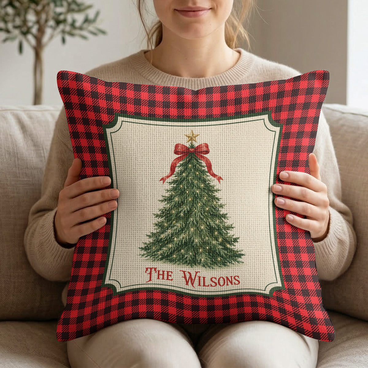 Family Christmas Decoration - Personalized Pillow Cover
