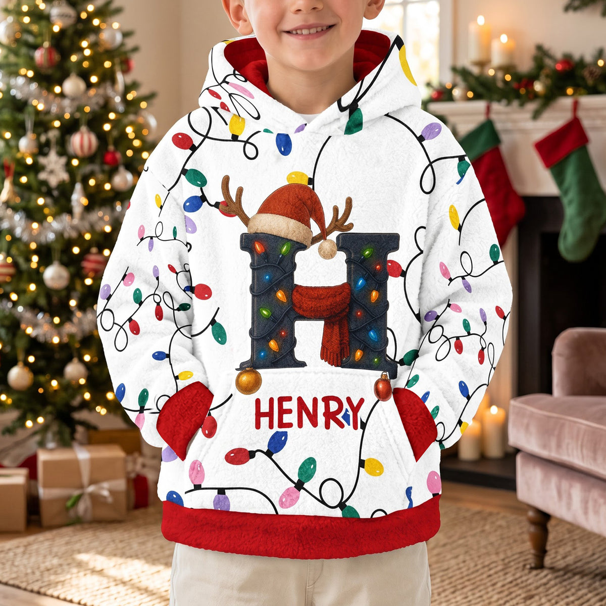 Family Christmas Initial - Personalized Hoodie