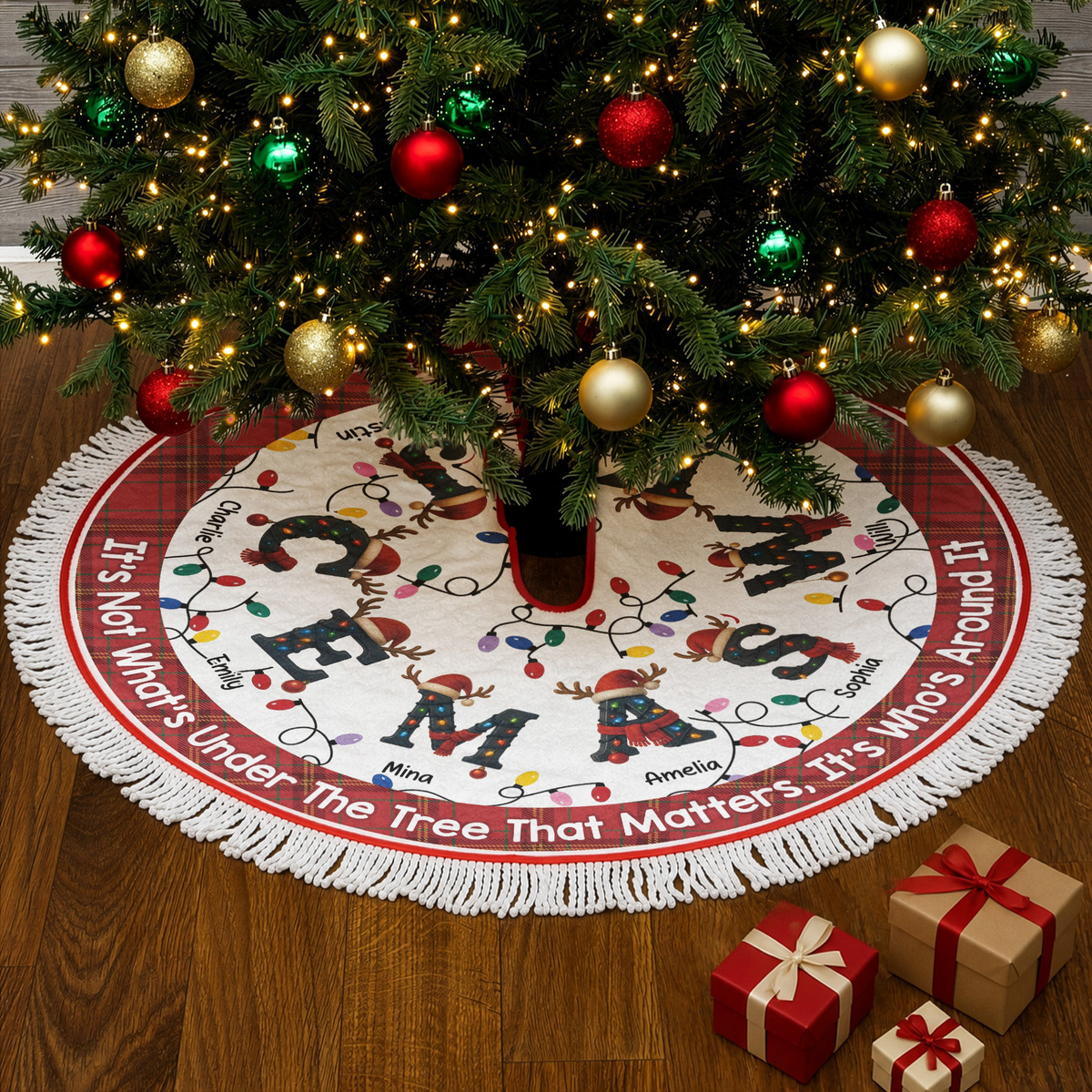 Family Christmas Initial - Personalized Tree Skirt