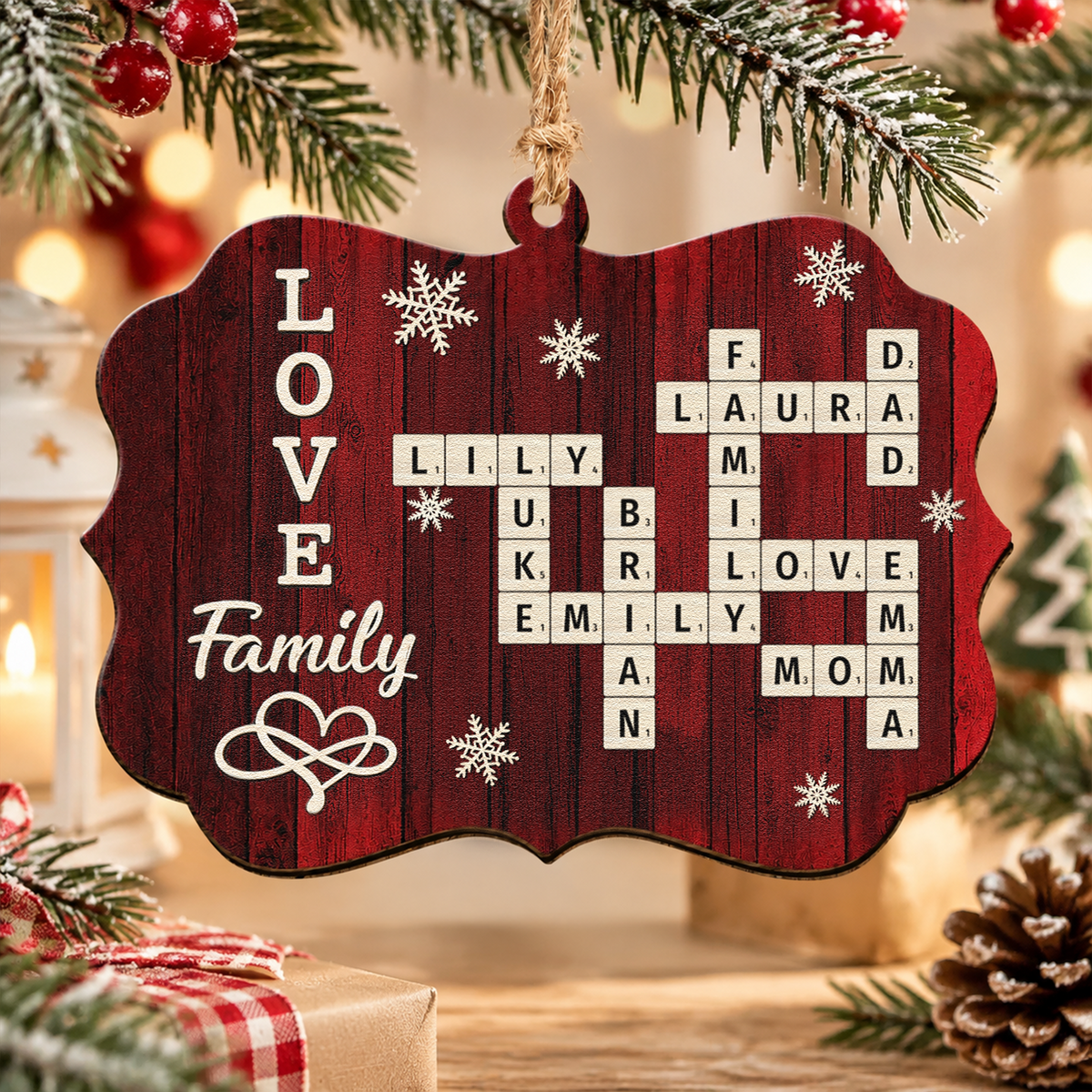 Family Love - Custom Name Crosswords For Siblings - Personalized Ornament
