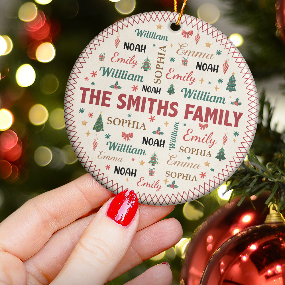 Family Name Word Christmas Theme - Personalized Ornament