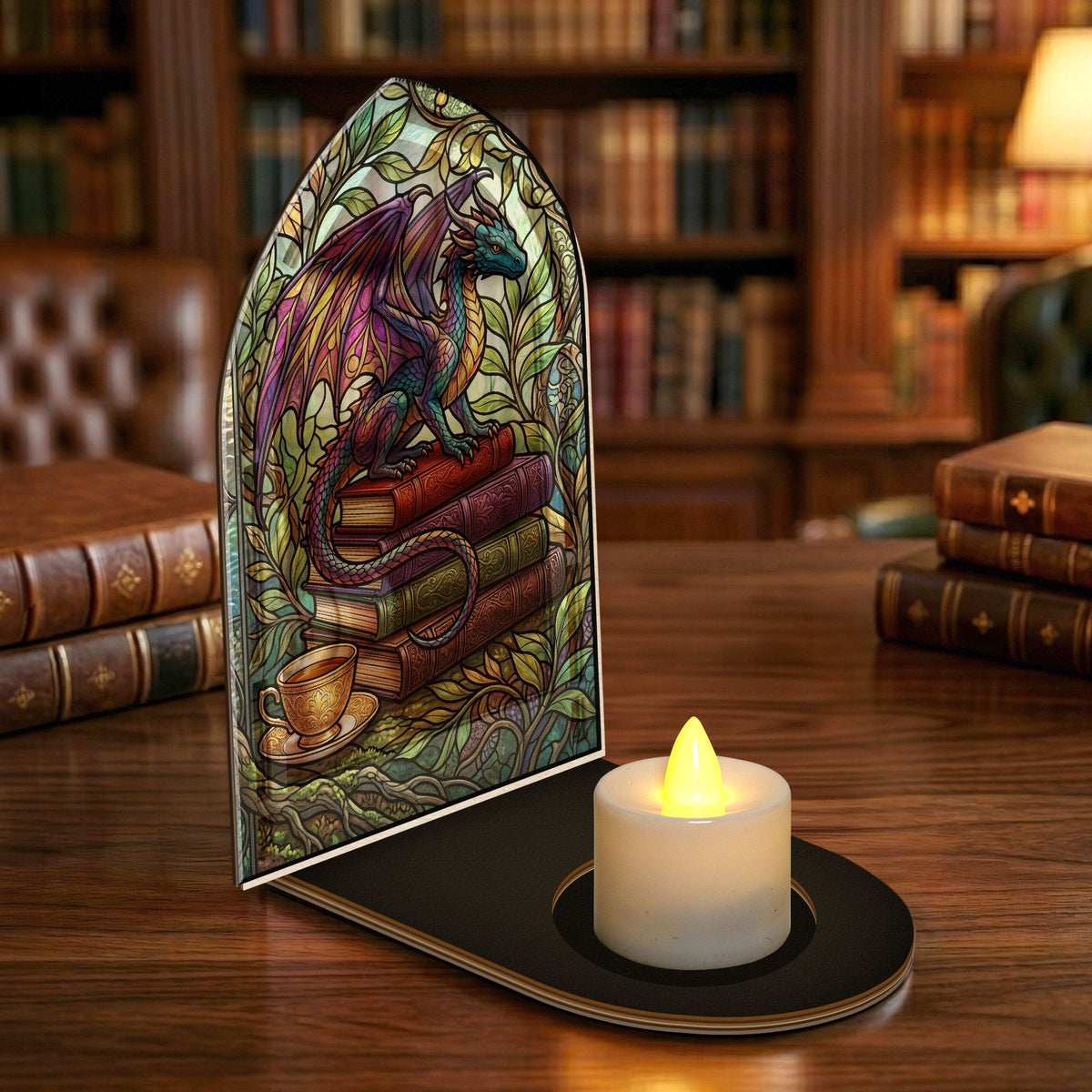 Fantasy Book, Book Dragon Gift For Book Lovers - Personalized Wooden Plaque