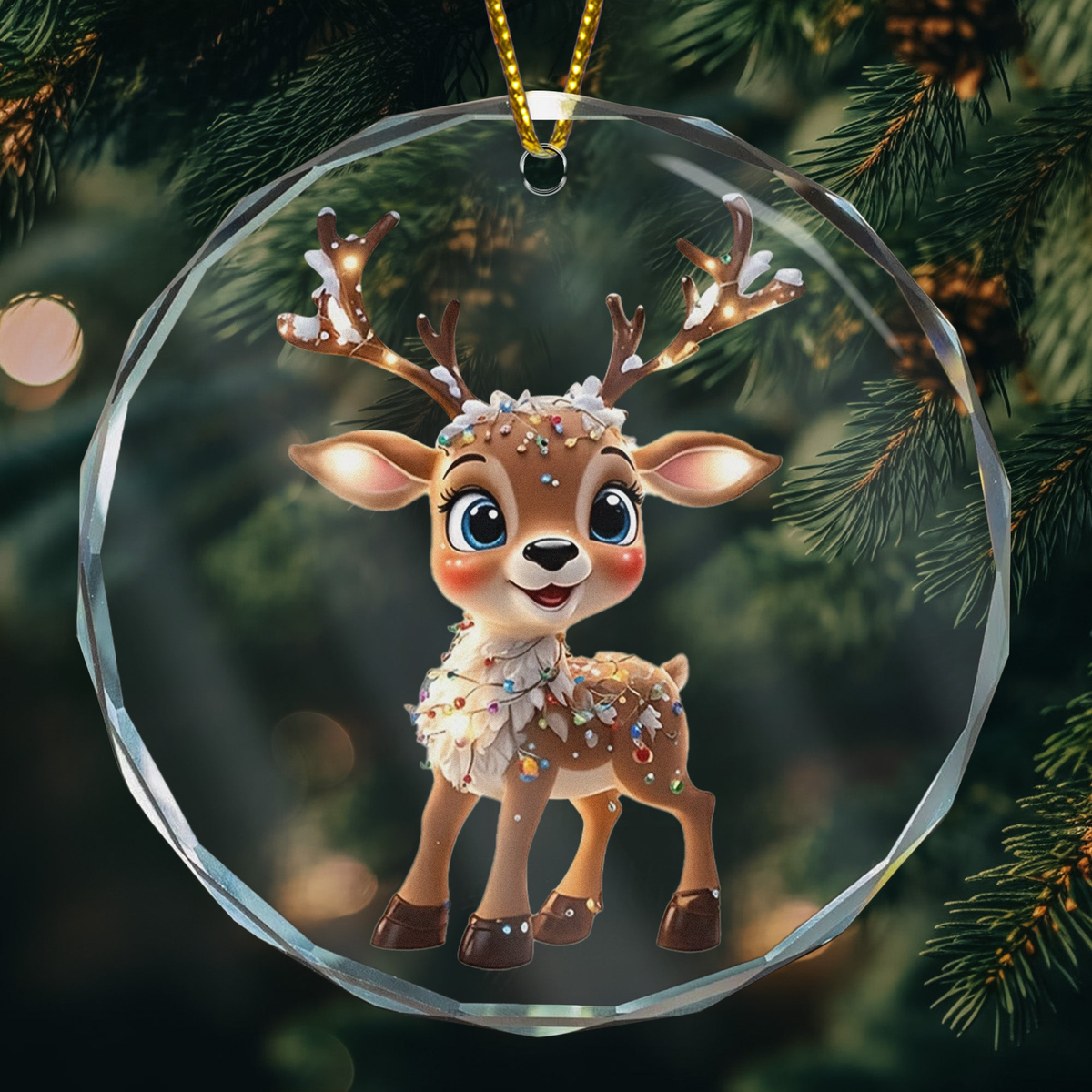 Festive Reindeer 2026 - Glass Ornament