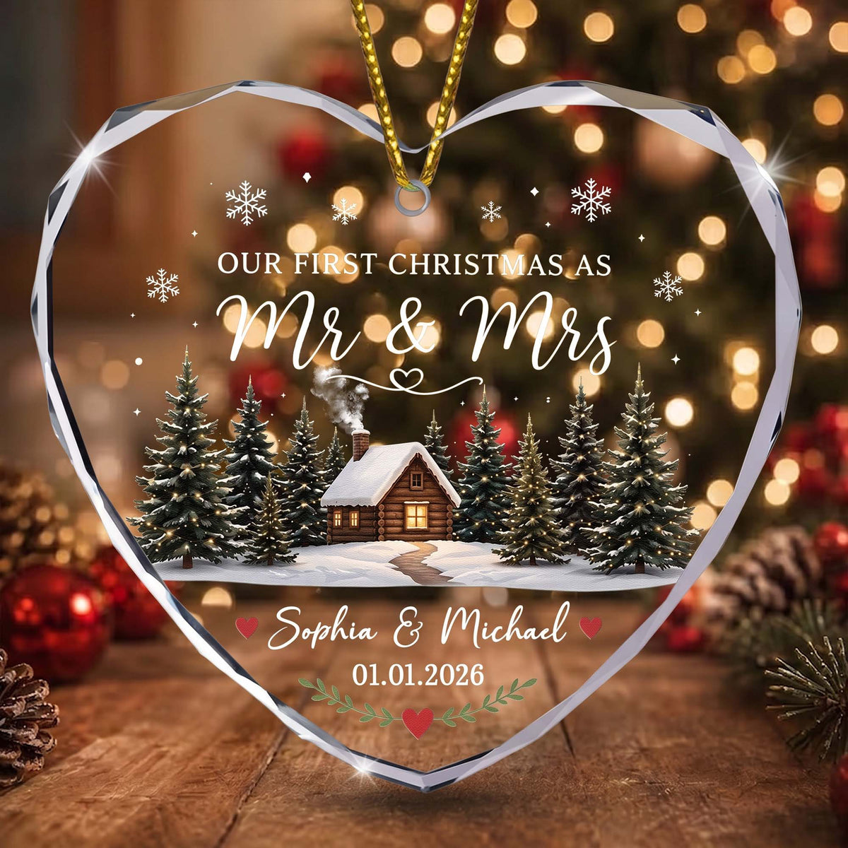 First Christmas Married Mr & Mrs Keepsake - For Newlywed Couples - Personalized Ornament