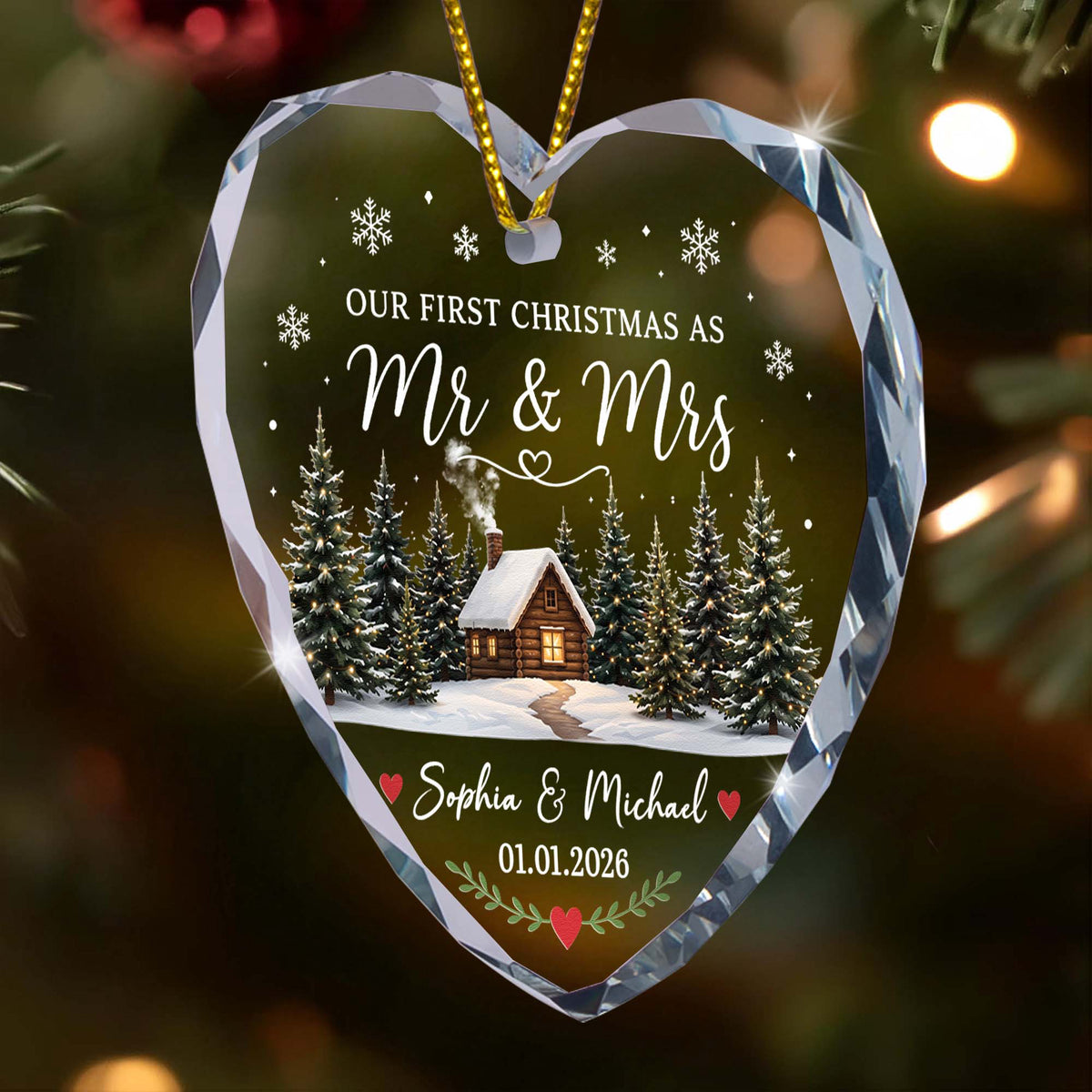 First Christmas Married Mr & Mrs Keepsake - For Newlywed Couples - Personalized Ornament