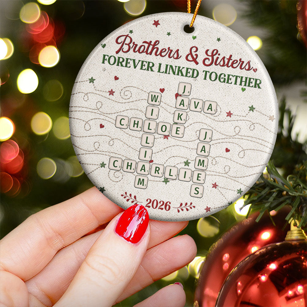 Forever Linked Together Custom Scrabble Words Christmas Gifts For Siblings, Family - Personalized Ornament