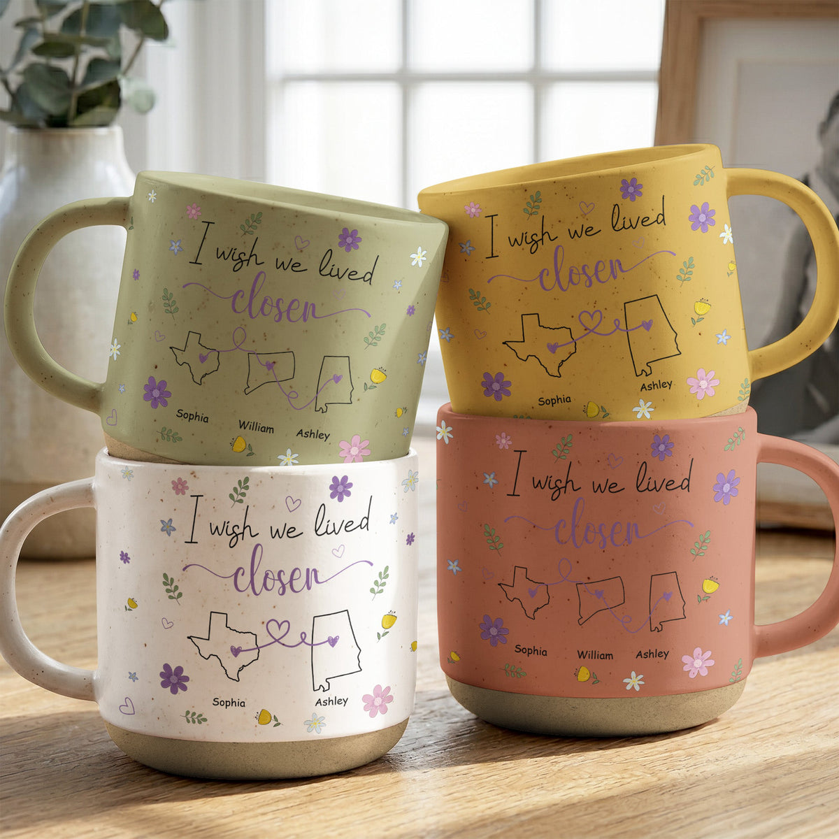 Friendship Gifts For BFF, Sisters I Wish We Lived Closer - Personalized Mug