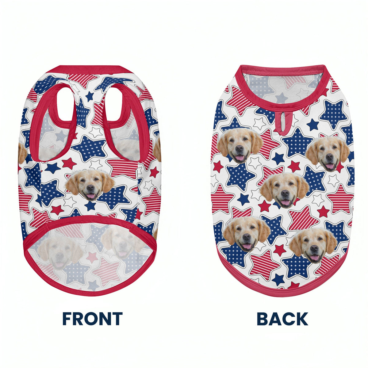 Funny Face Patriotic Star - Personalized Photo Dog Shirt