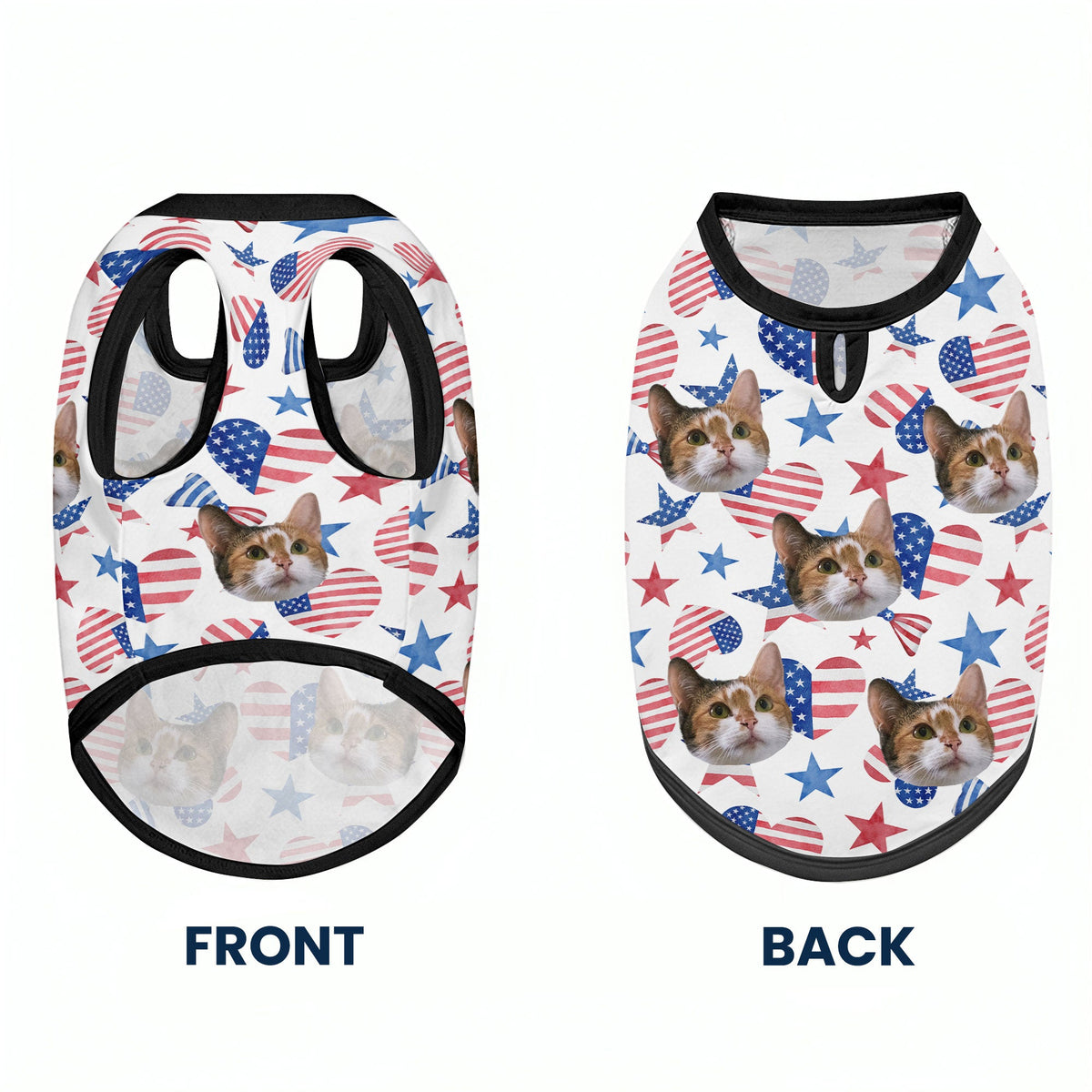Funny Face Patriotic Star - Personalized Photo Cat Shirt