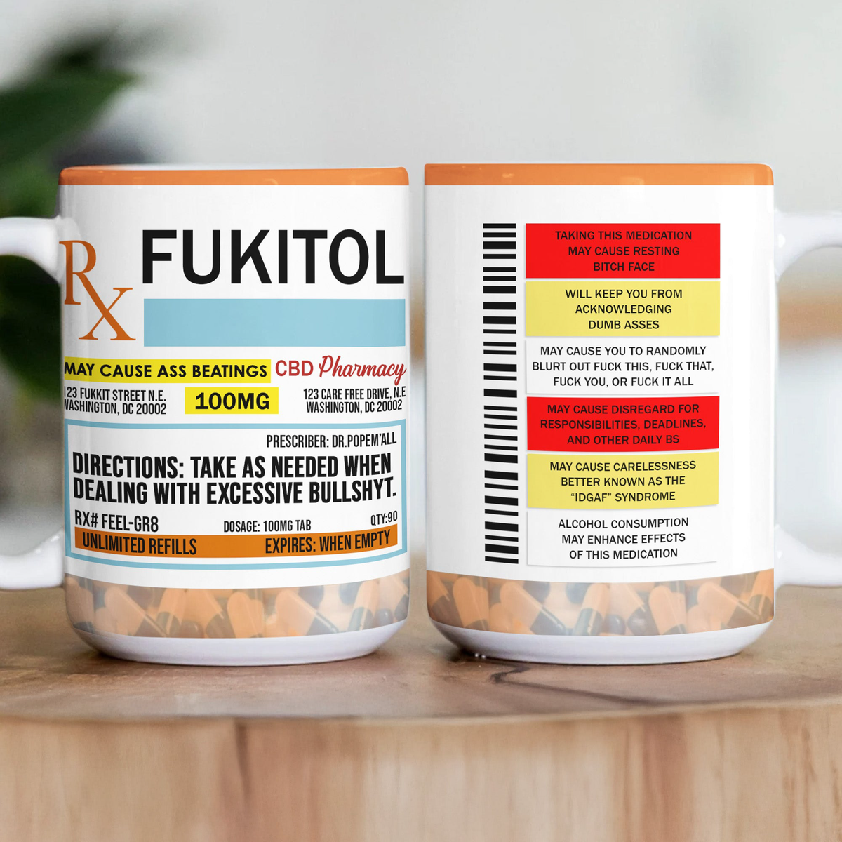 Funny Mug - Fukitol Rx Prescription - Exchange Gift, White Elephant Gifts For Coworkers - Mug