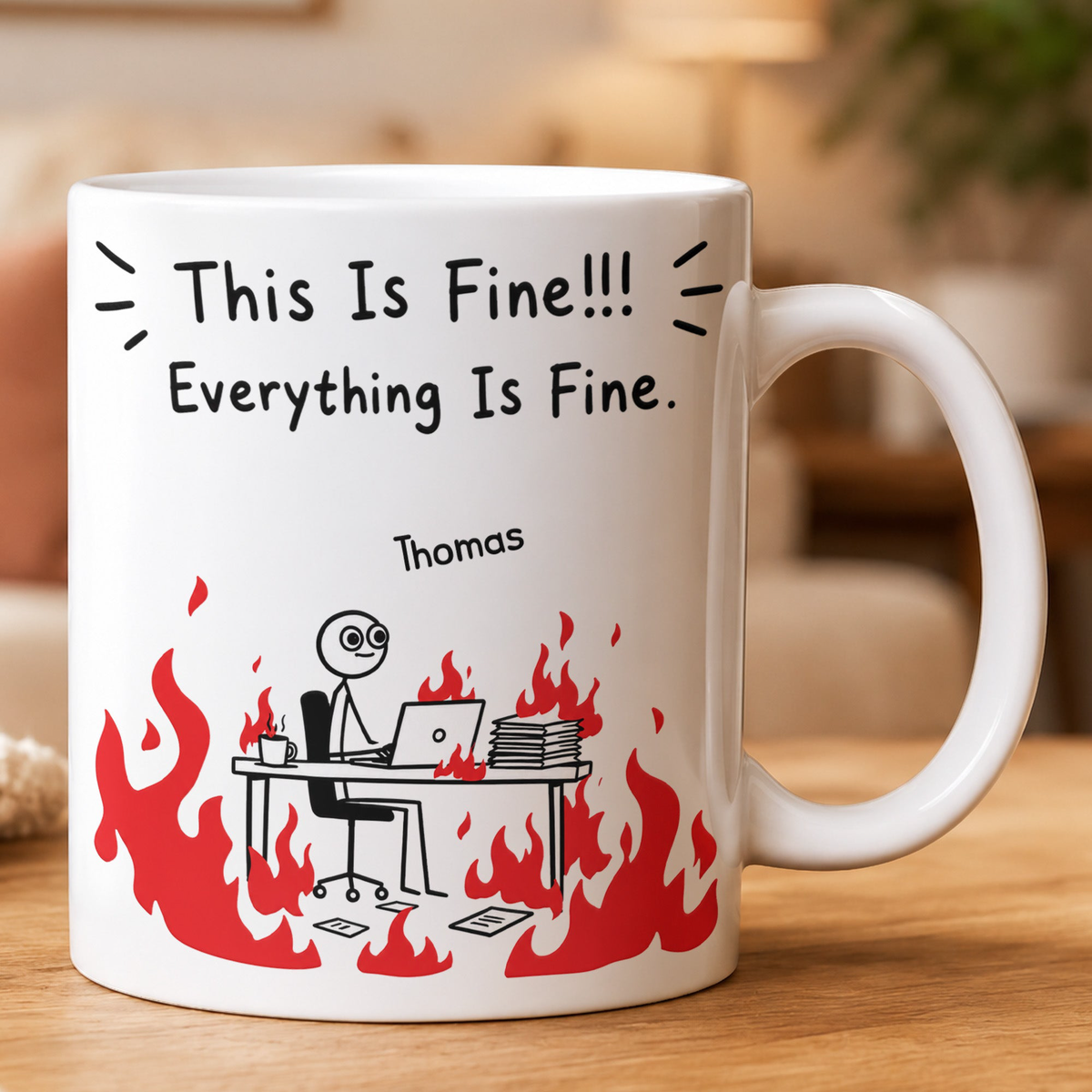 Funny Bulk Gifts For Coworker, Boss, Selfgift - This Is Fine! Everything Is Fine - Personalized Mug