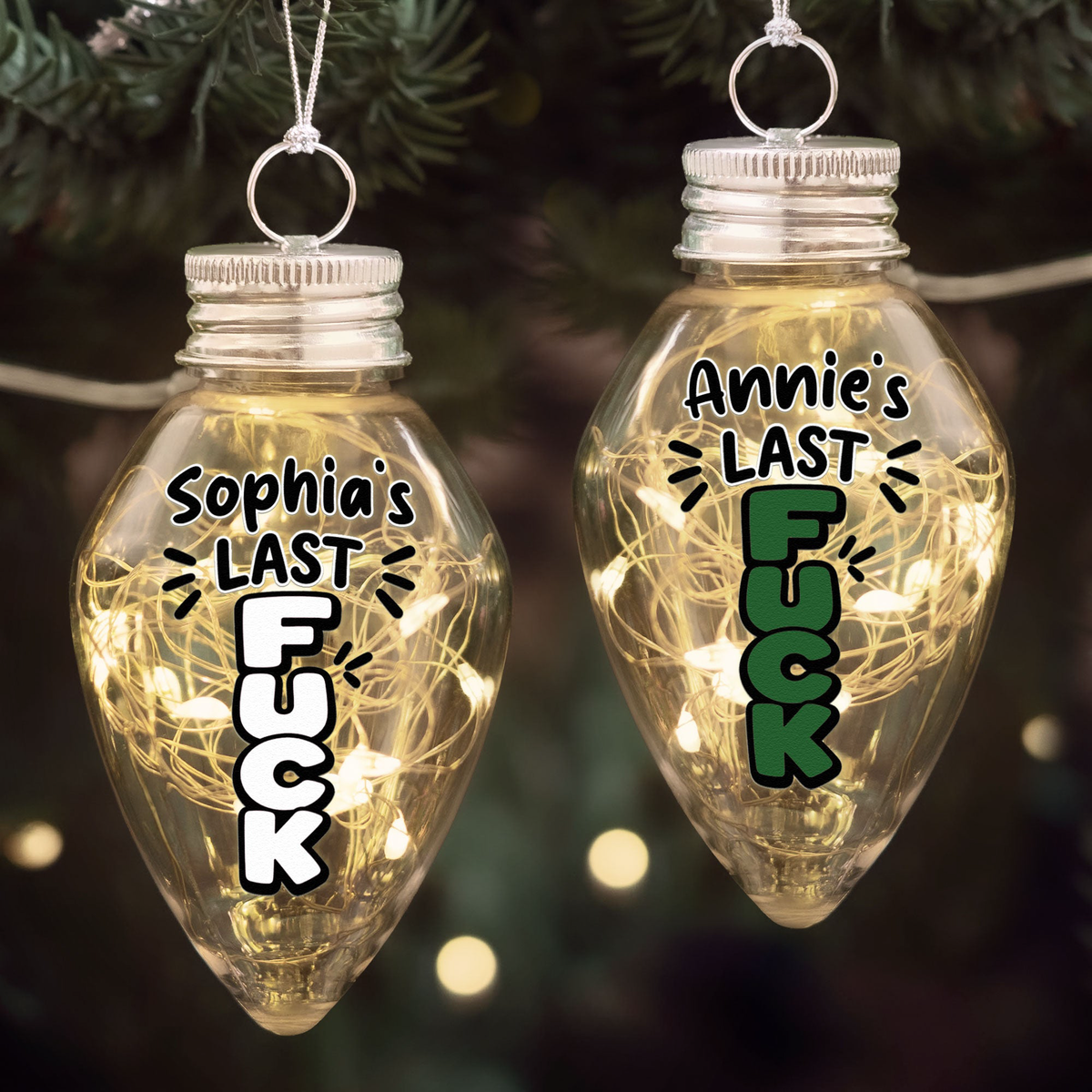 Funny Christmas My Last Fck, Secret Santa Holiday Gag Gift, White Elephant Gift - Personalized Led Christmas Light