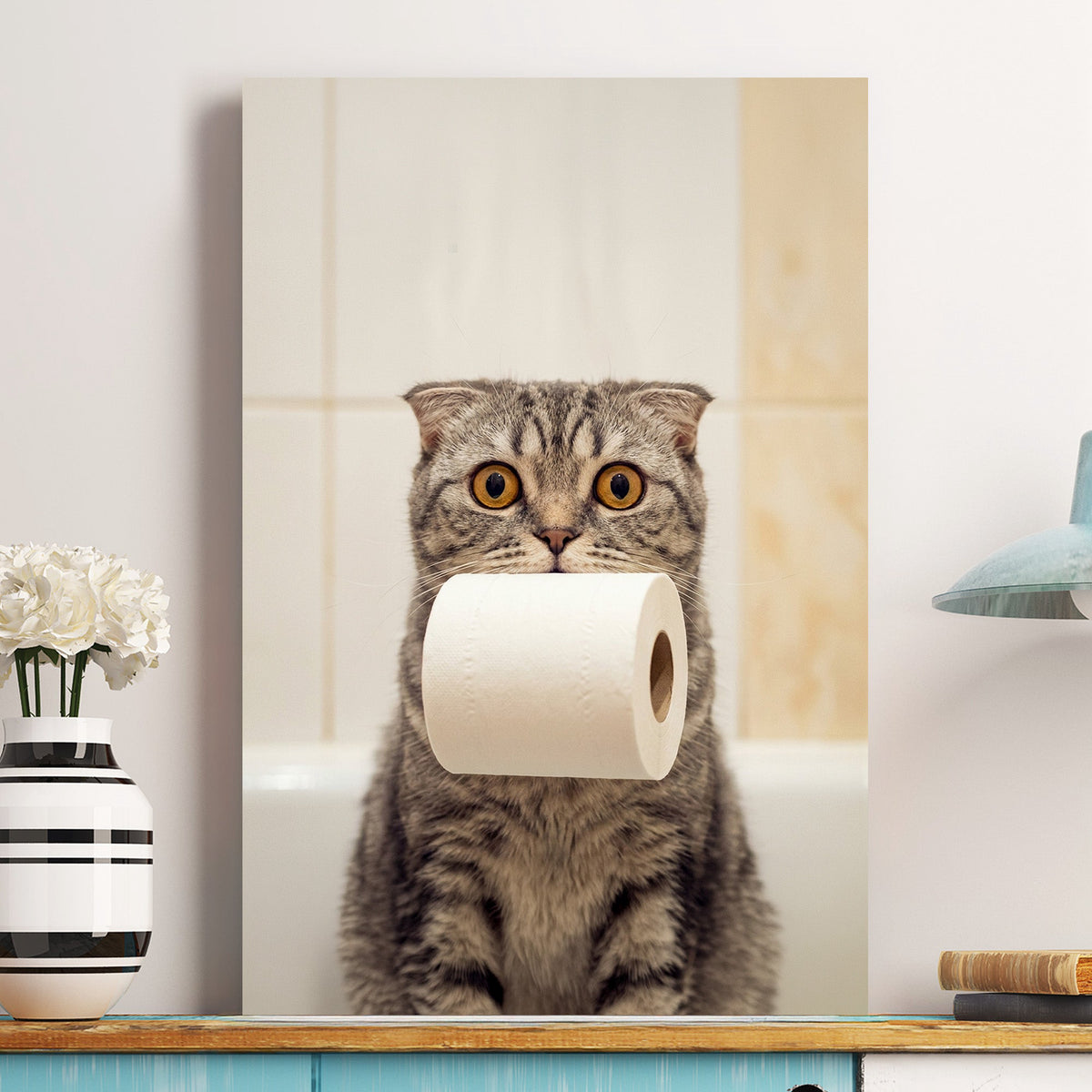 Funny Dog Cat Bathroom Wall Art Custom Dog Cat Photo - Personalized Poster