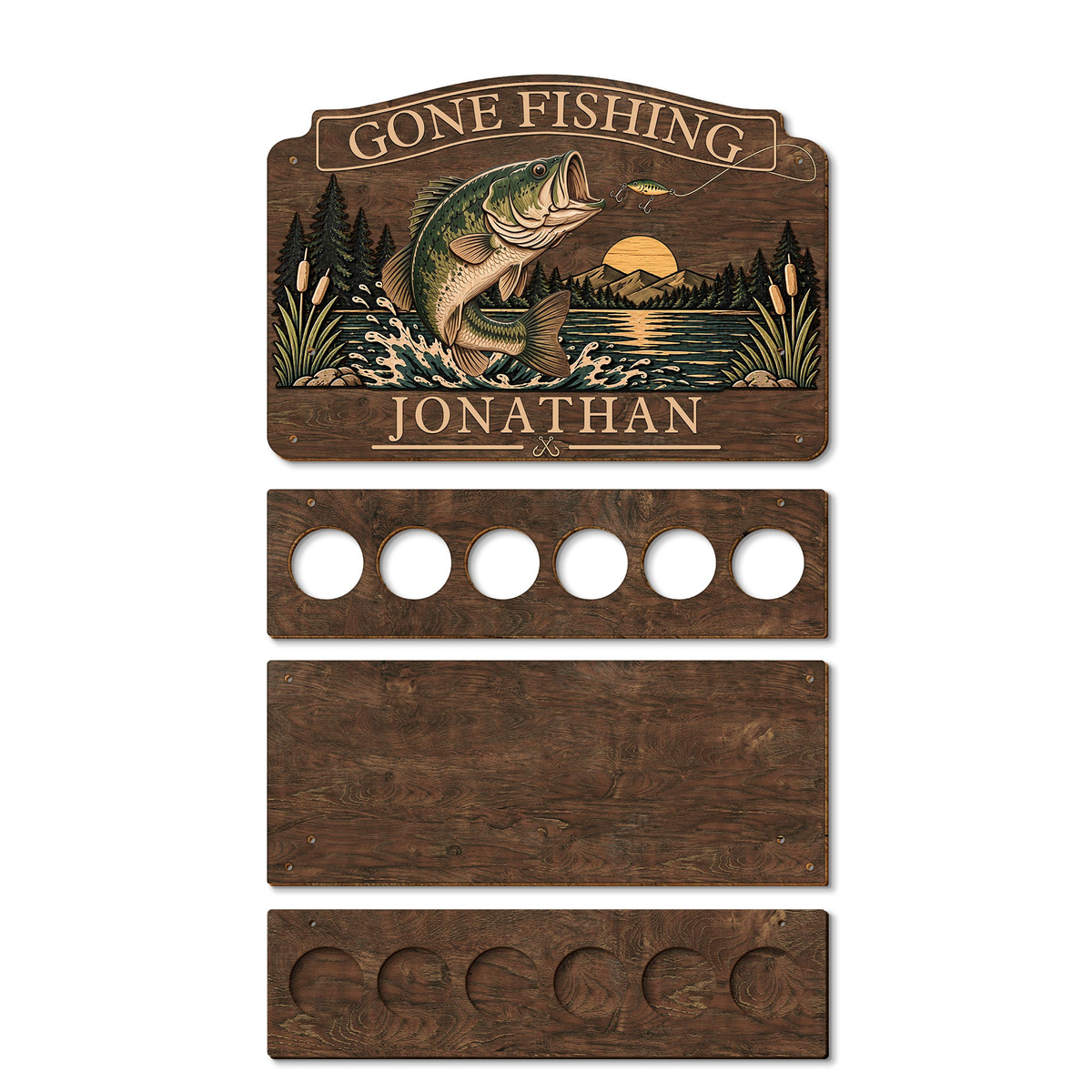 Gone Fishing, Gift For Fisher, Fishing Lover - Personalized Fishing Rod Holder