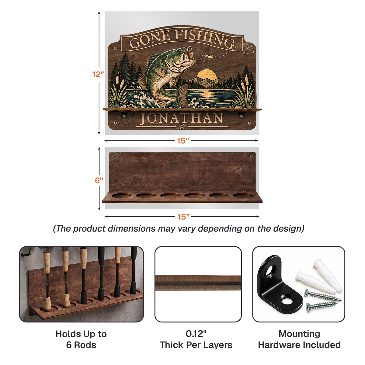Gone Fishing, Gift For Fisher, Fishing Lover - Personalized Fishing Rod Holder