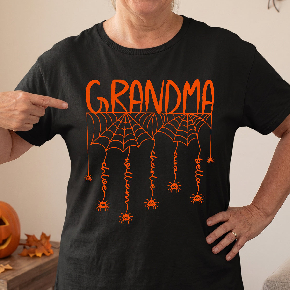 Grandma Spooky Spiders Web - Personalized Shirt