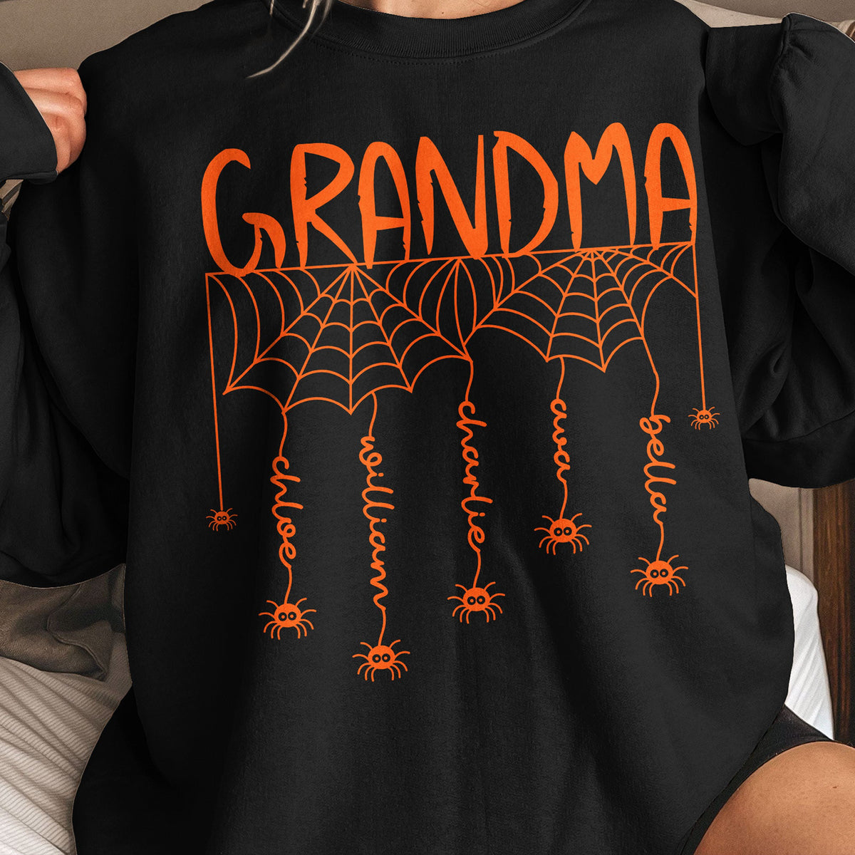 Grandma Spooky Spiders Web - Personalized Shirt