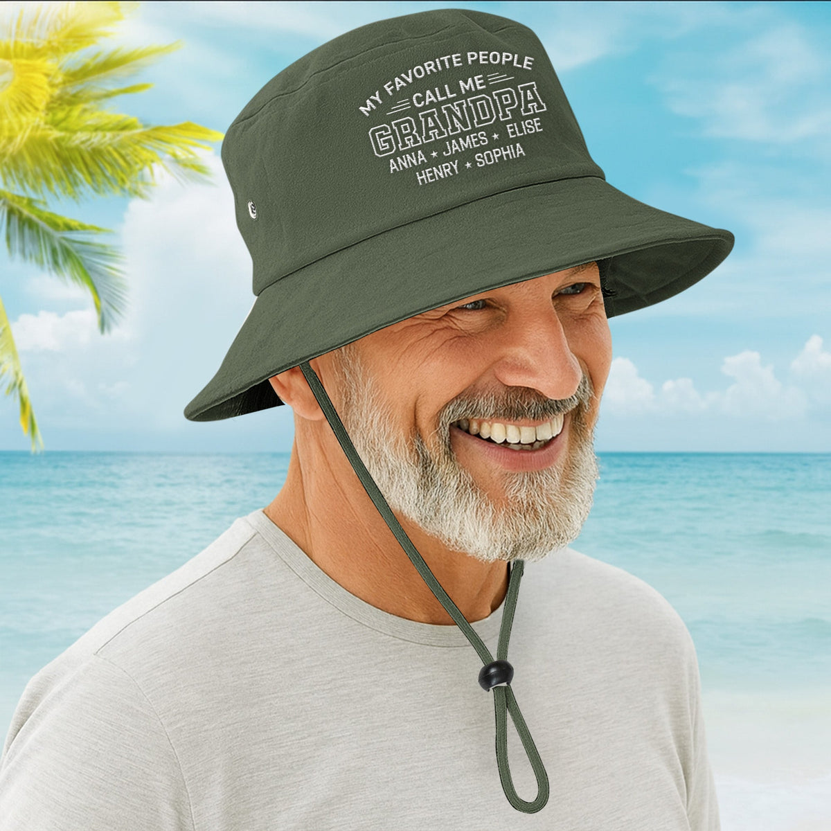 Grandpa Retro Style - Personalized Embroidered Bucket Hat